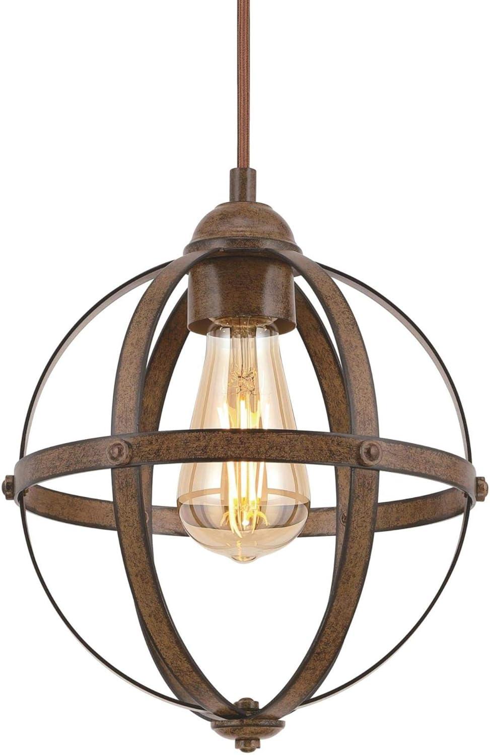 Stella Mira Barnwood Finish Vintage Globe Mini Pendant Light, Oil-Rubbed Bronze