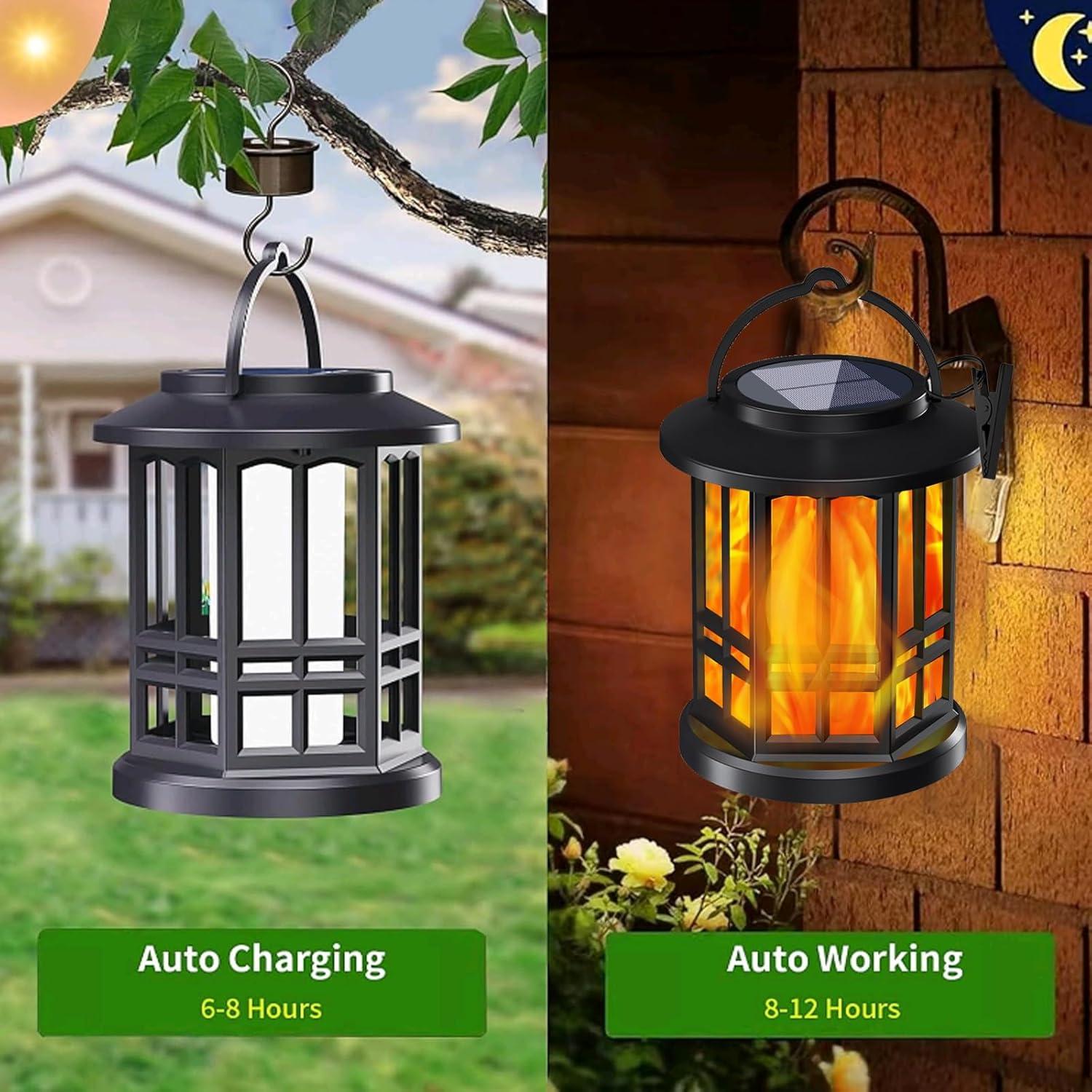 KOOPER Solar Lantern Outdoor Lights, Upgraded Flickering Candle Solar Lanterns Lights Outdoor Waterproof, Hanging Outdoor Solar Lanterns Lights, Solar Powered Lanterns For Yard Garden Decor (Set of 2)