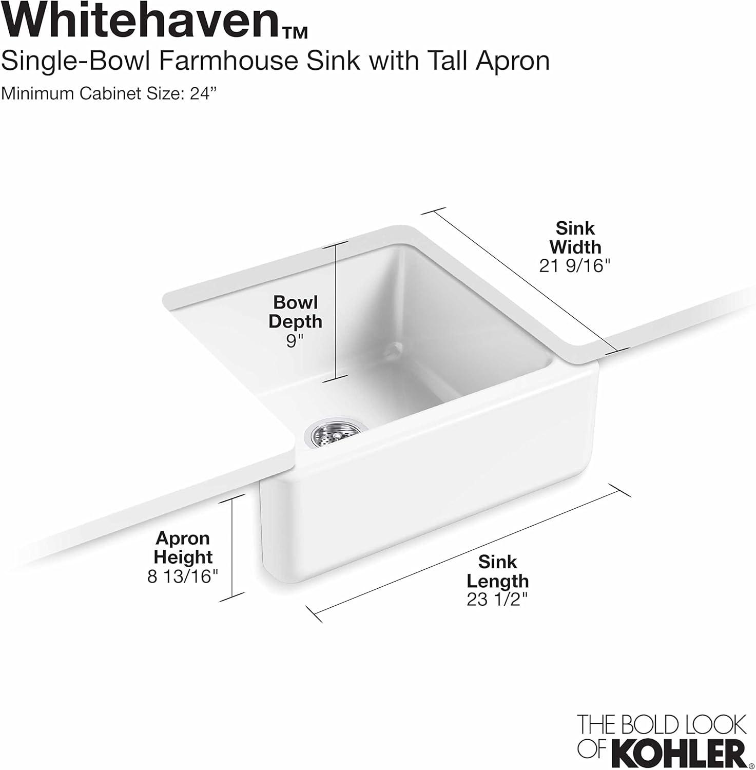 Whitehaven® Self-Trimming 23.5"L x 21.5625"W Farmhouse Kitchen Sink