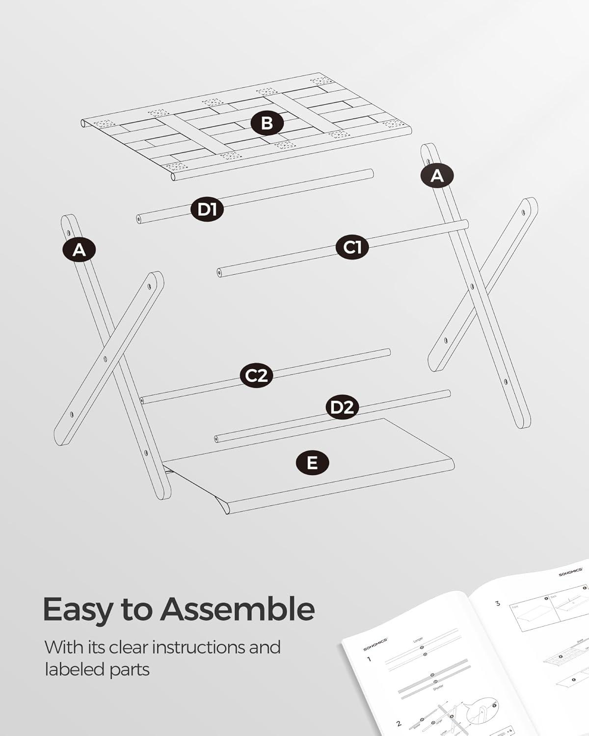 Dove Gray Foldable Luggage Racks with Storage Shelf, Set of 2