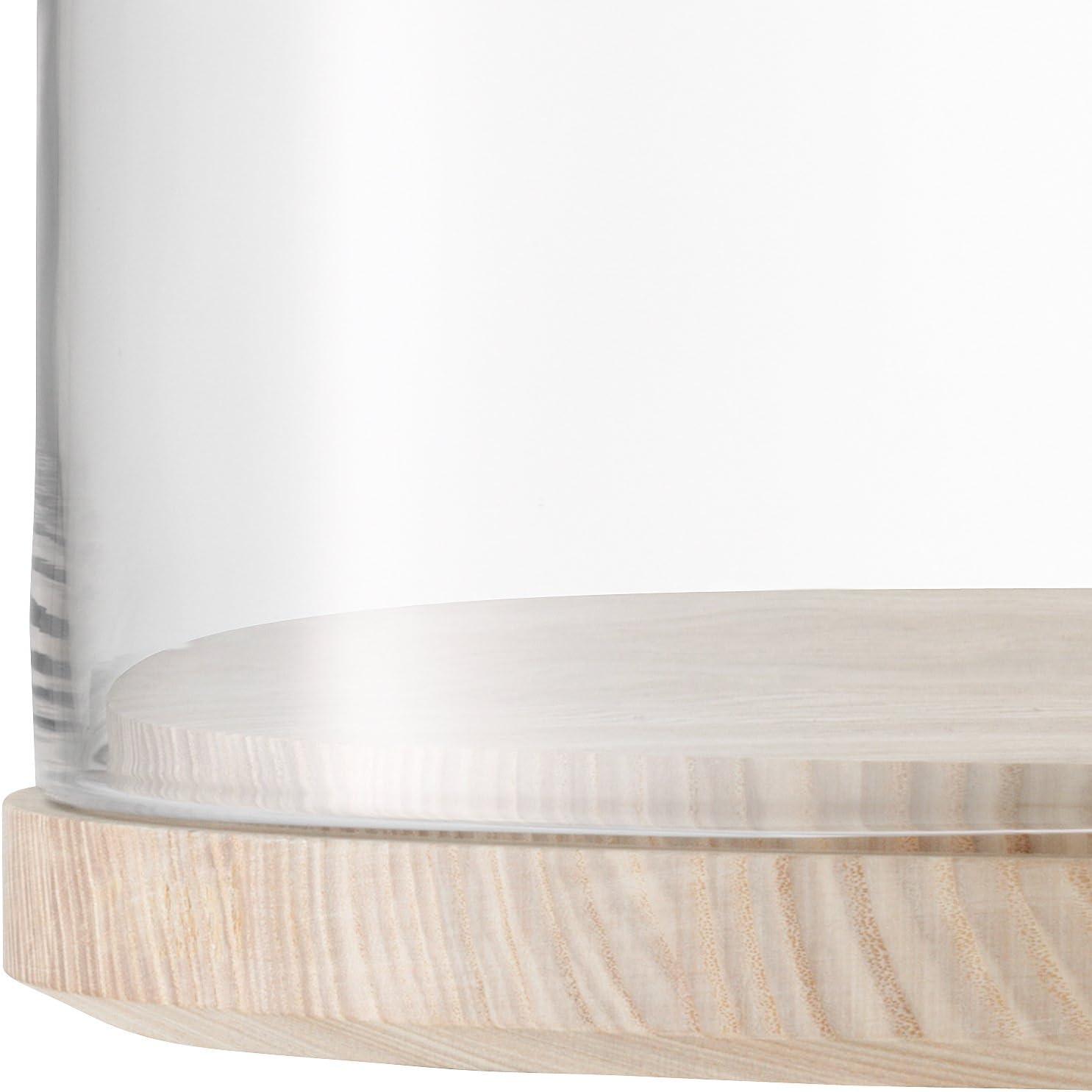 Contemporary Clear Glass Round Cake Stand with Handmade Ash Base