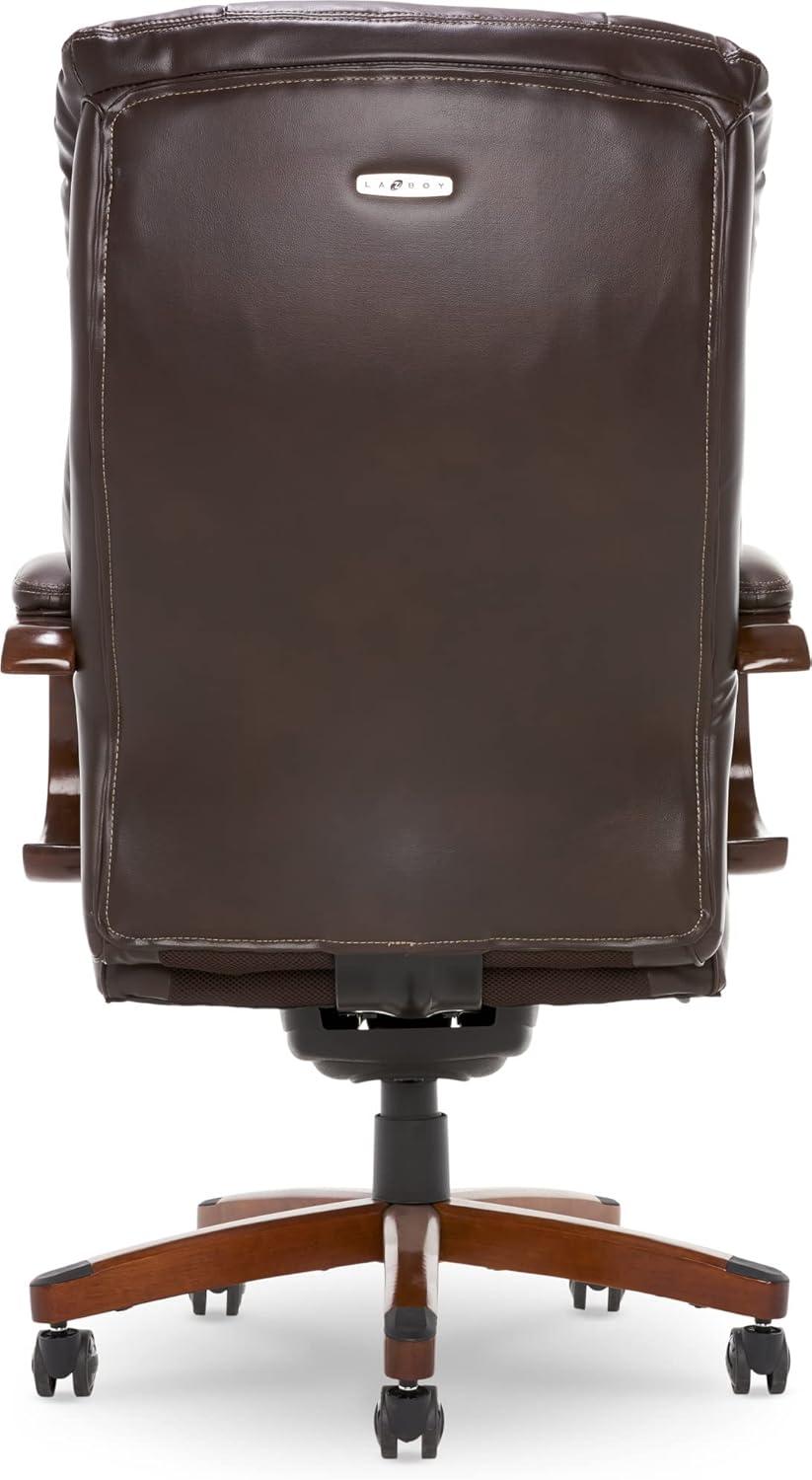 Brown Leather High Back Executive Swivel Chair with Fixed Arms