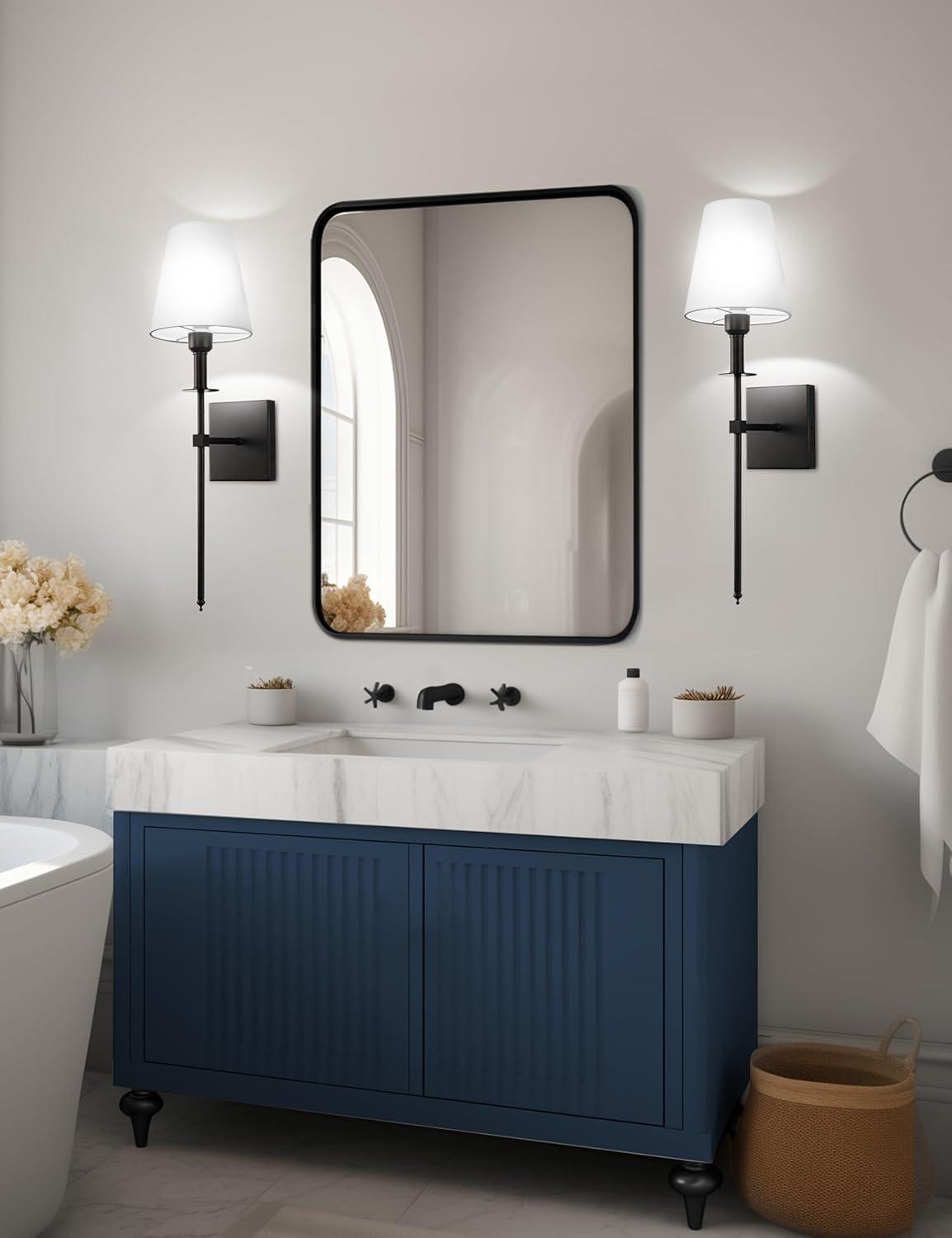 Battery Operated Black Wall Sconce Set Of 2,not Hardwired Fixture Wireless Wall Light ,dimmable Picture Sconces Cordless ,Easy To Install Battery Powered Lamp,for Bedroom, Lounge, Farmhouse Gallery