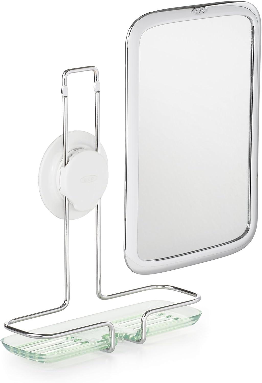 Chrome Vertical Fogless Wall Mounted Mirror with Shelves