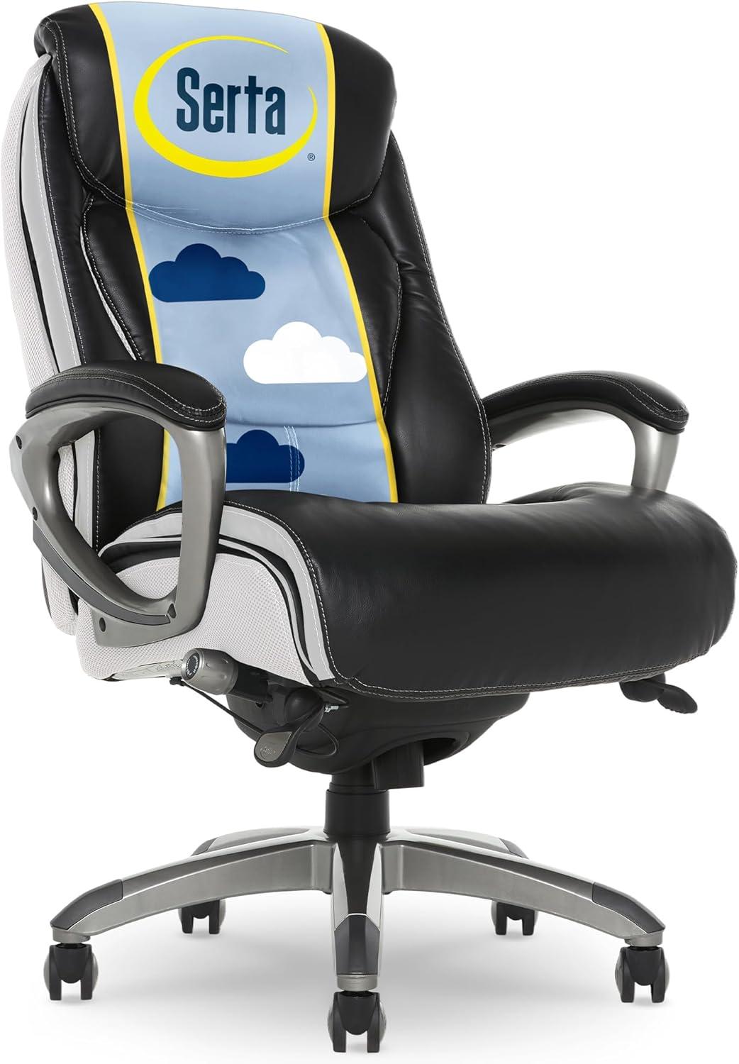 Serta Lautner Executive Office Chair, SmartLayers and ComfortCoils Technology, Adjustable Lumbar