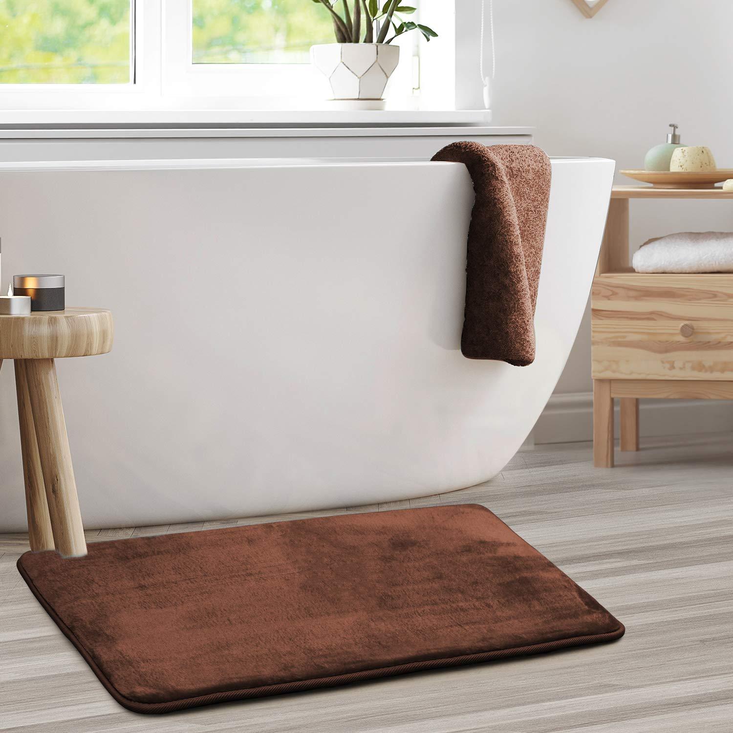 Clara Clark Ultra Soft and Absorbent Memory Foam Bath Rug Set with Non-Slip Backing