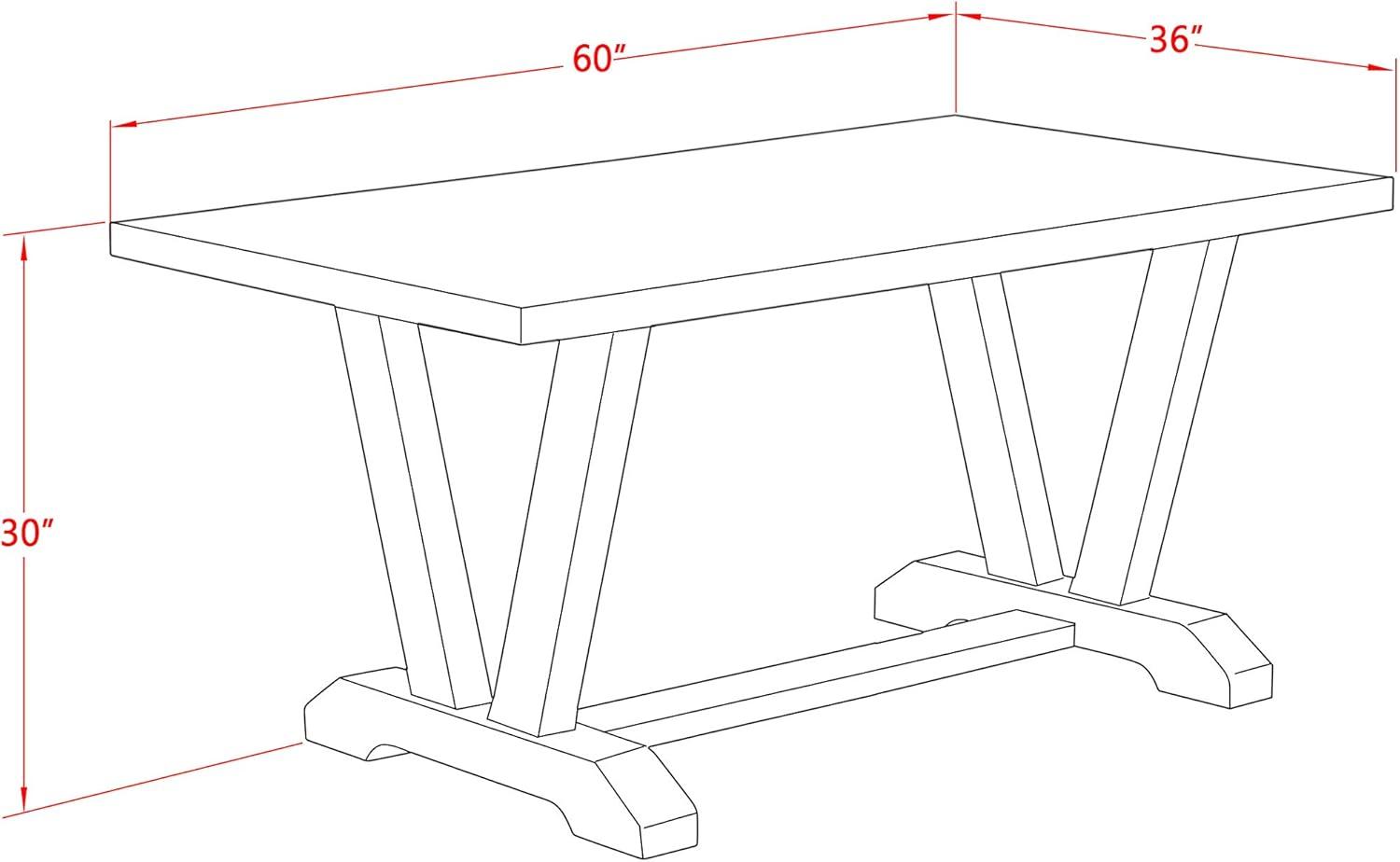 East West Furniture V-Style 36x60" Wood Dining Table in Gray/Black