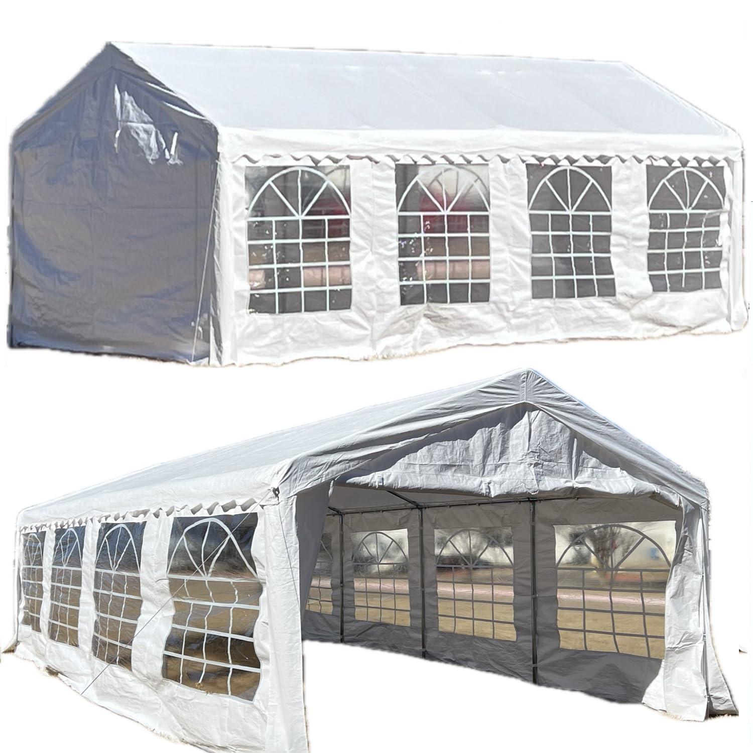 26'x13' PE White Tent - Heavy Duty Party Wedding Tent Canopy Carport - By DELTA Canopies