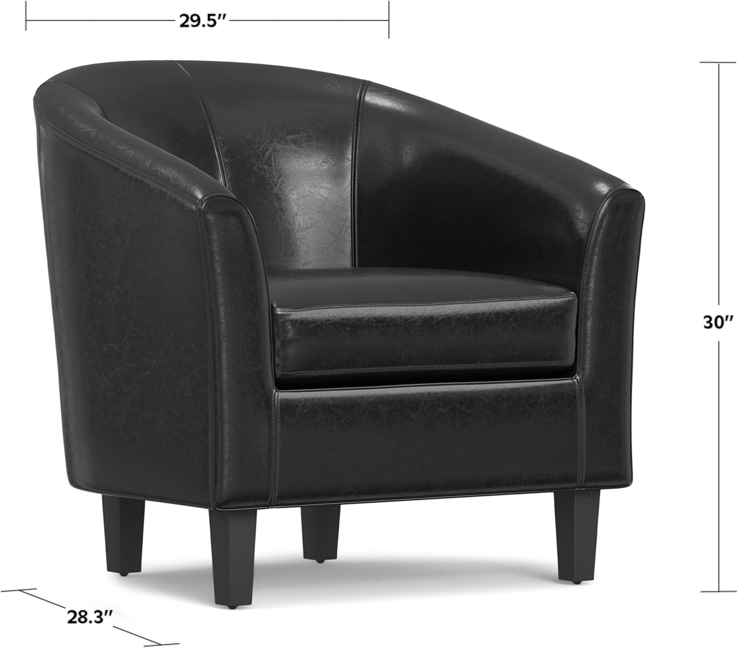 Simpli Home Austin 30"W Upholstered Vegan Faux Leather Contemporary Tub Accent Chair with High Arms and Deep Seat