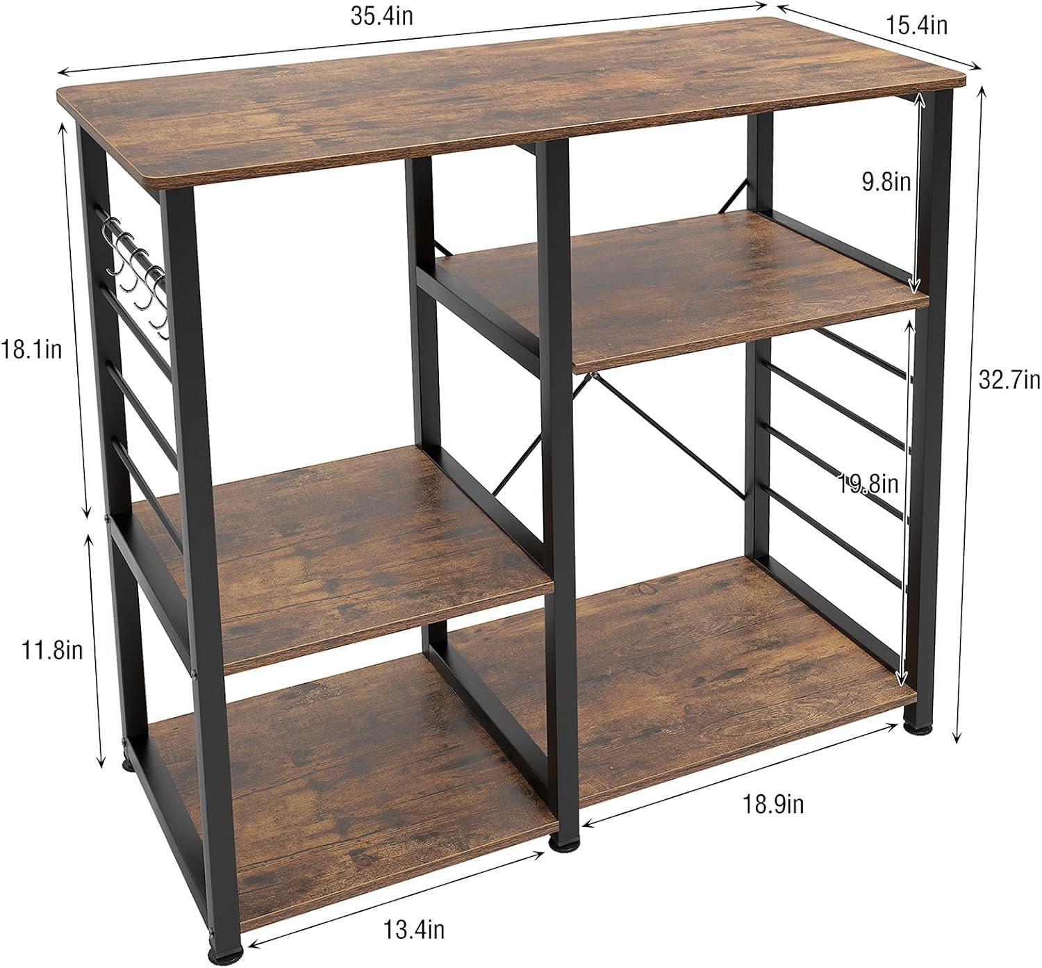 Modern Black and Brown 3-Tier Kitchen Utility Storage Rack