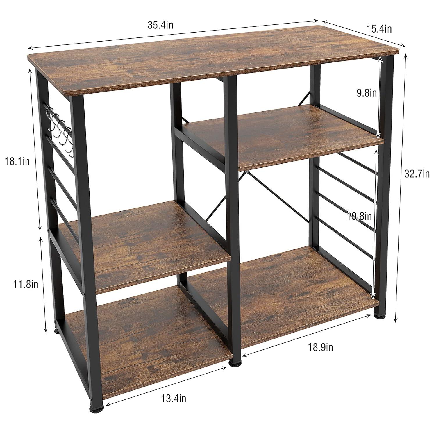 DlandHome Microwave Cart Stand 35.4 inches, Kitchen Baker's Rack Utility Storage Shelf Microwave Stand 3-Tier x 3-Tier for Spice Rack Organizer Workstation Shelf, Vintage