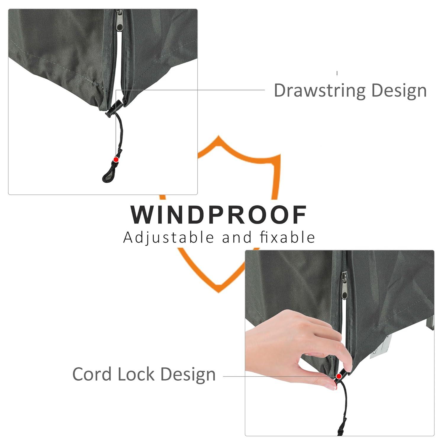 Outsunny Outdoor Patio Hammock Porch Swing Cover with UV, Water, & Dust Fighting Material, 81" x 49" x 65", Gray