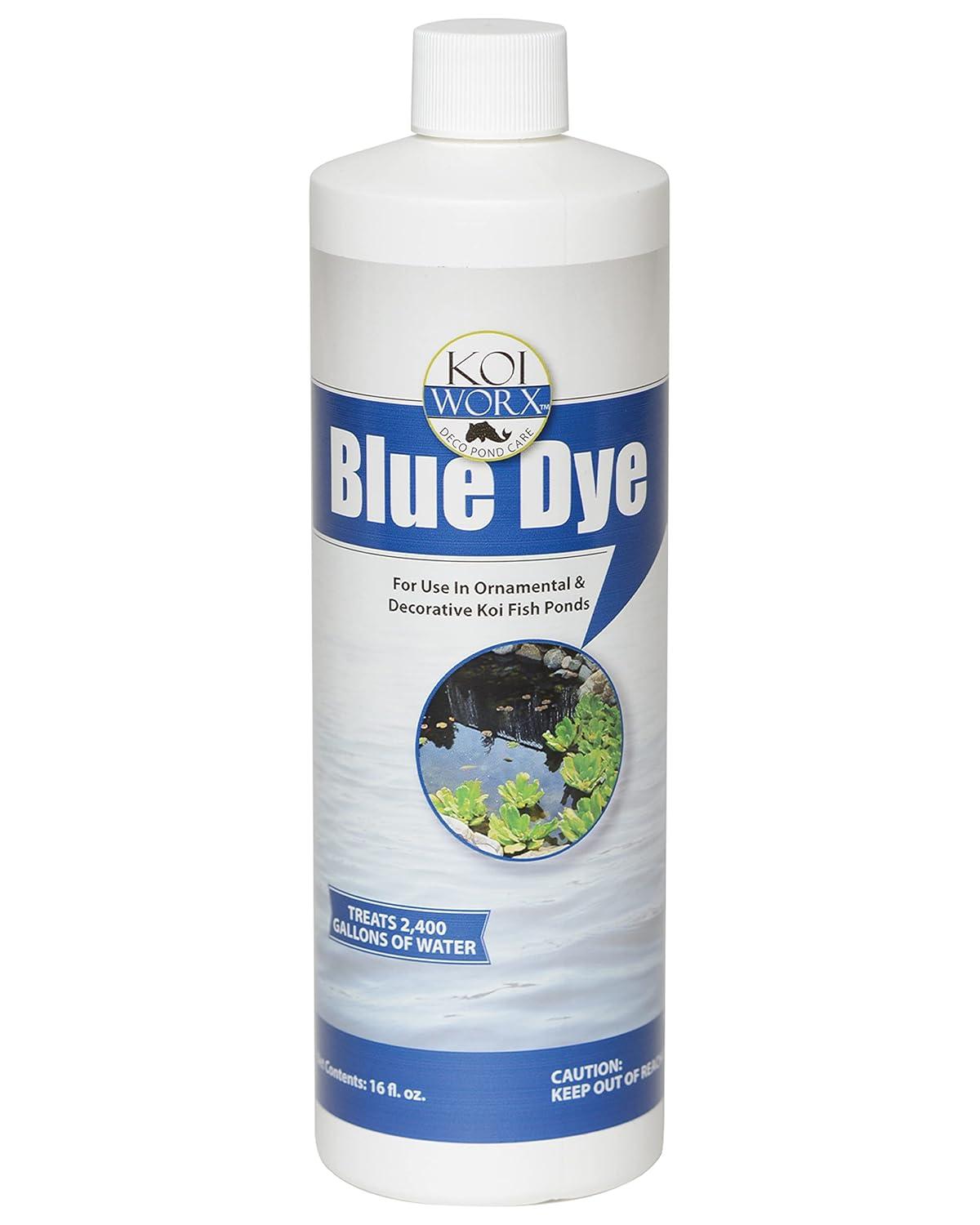 KoiWorx Blue Dye - Ornamental and Decorative Pond Dye, Water Features and Fountains, Safe for Koi - 16oz
