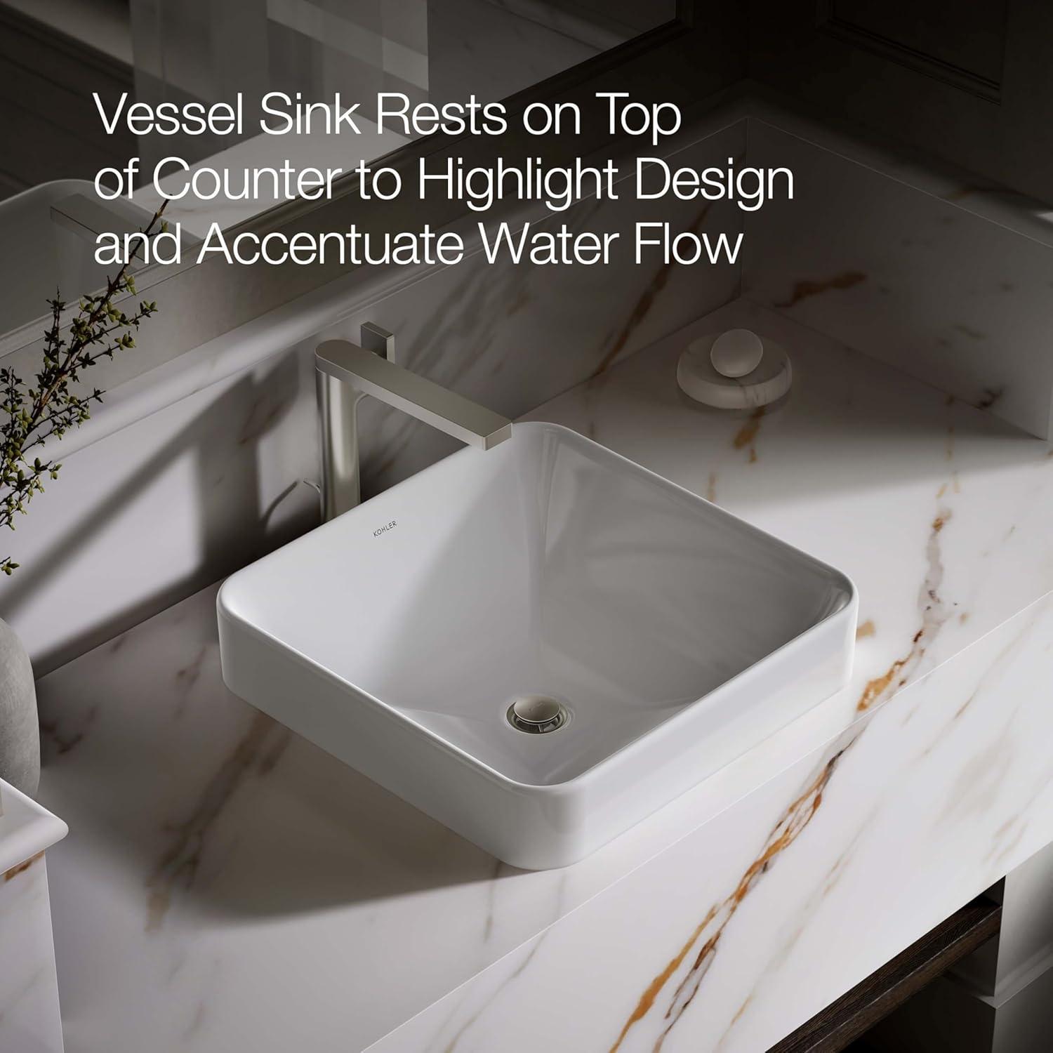 Vox® Ceramic Square Vessel Bathroom Sink with Overflow