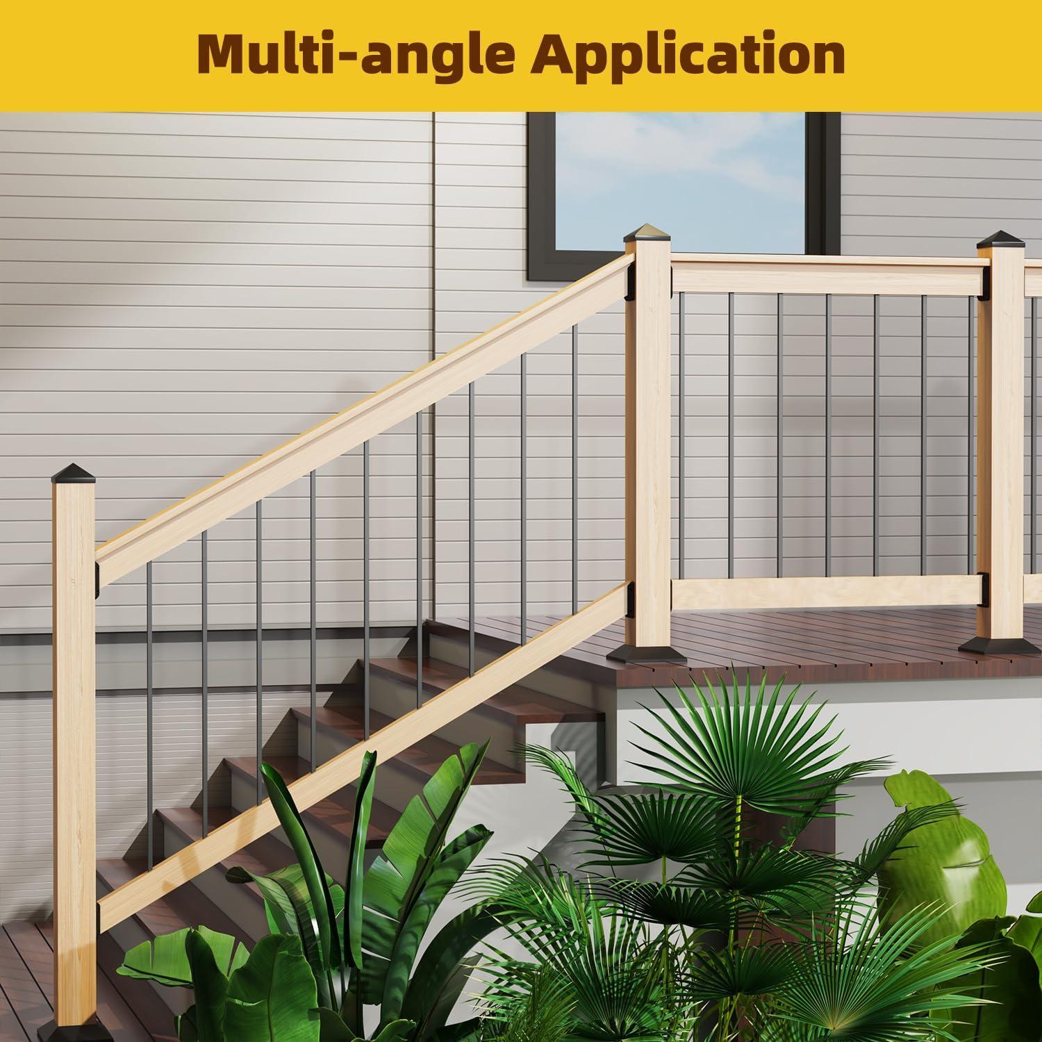 30 Pcs Deck Railing Bracket Connectors for 2"×4“ (Actually 1.5”x3.5“) Wood Post to Handrail Connection, Railing Connectors with 210 Pcs Galvanized Black Screws for Wooden Stair Fence Railings