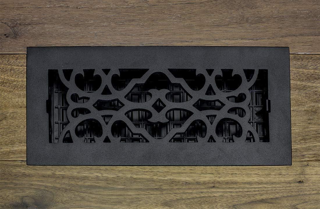 Decor Grates AC410-BLK Victorian Floor Register, 4 x 10, Cast Iron Black