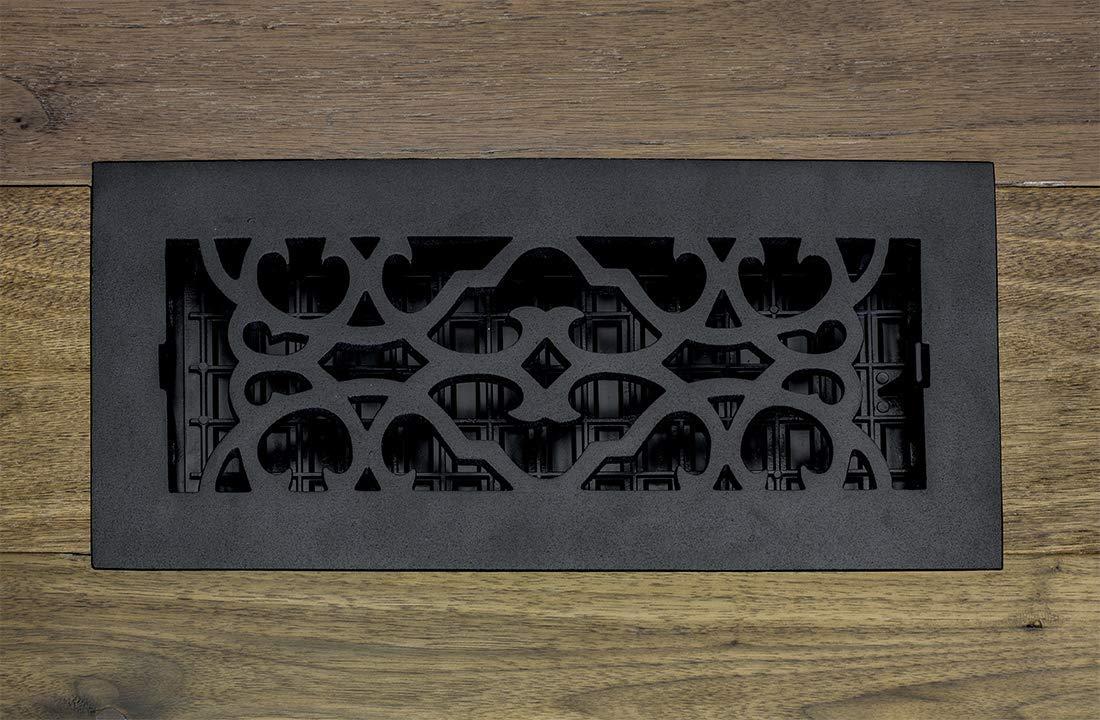 Decor Grates AC410-BLK Victorian Floor Register, 4 x 10, Cast Iron Black