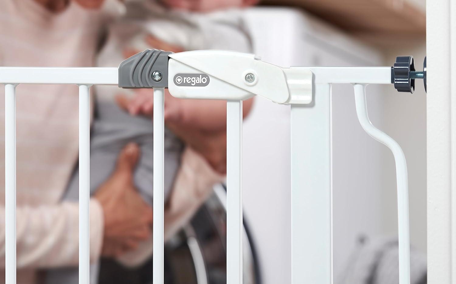 Regalo Extra Tall Easy Step Metal Walk Through Baby Gate - White