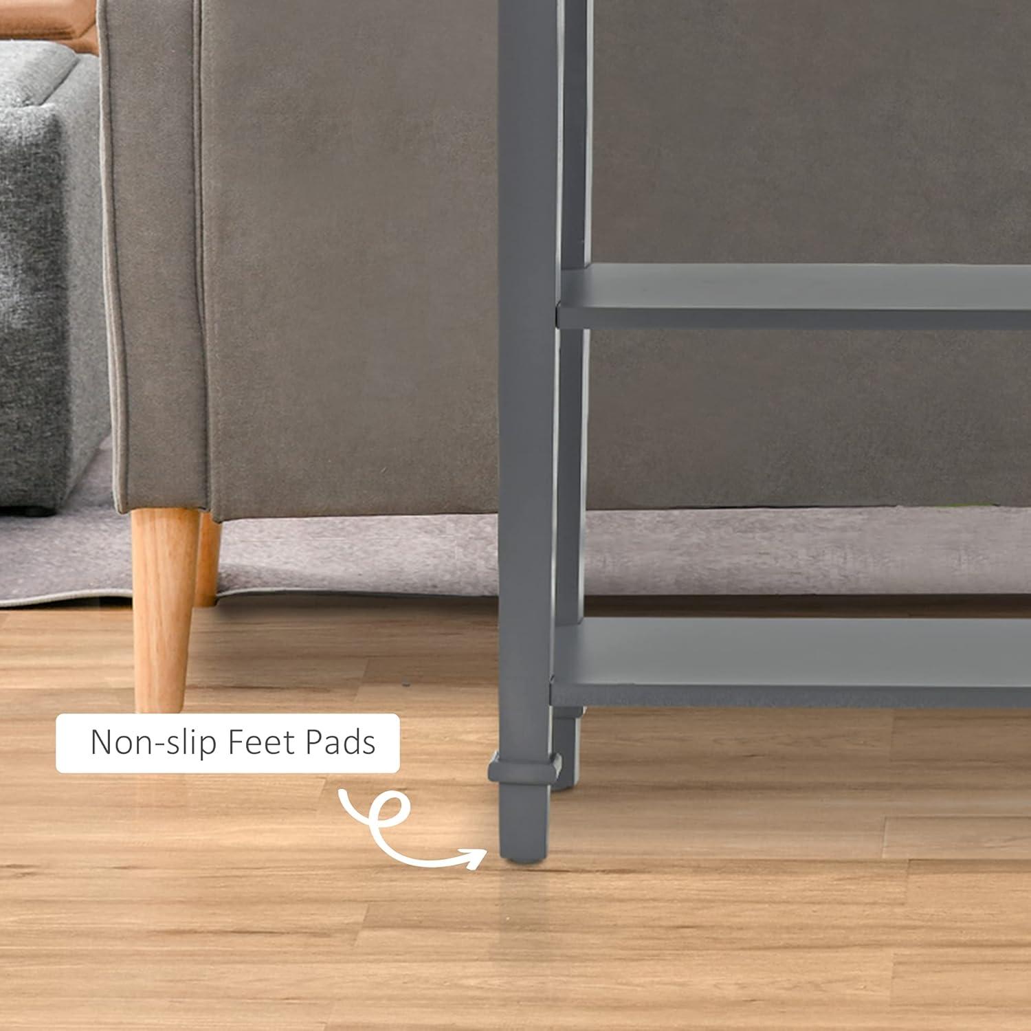 HOMCOM Entry Way Table Modern Style Sofa Console with Drawer and Shelves, Sturdy Build, and Large Storage, Gray