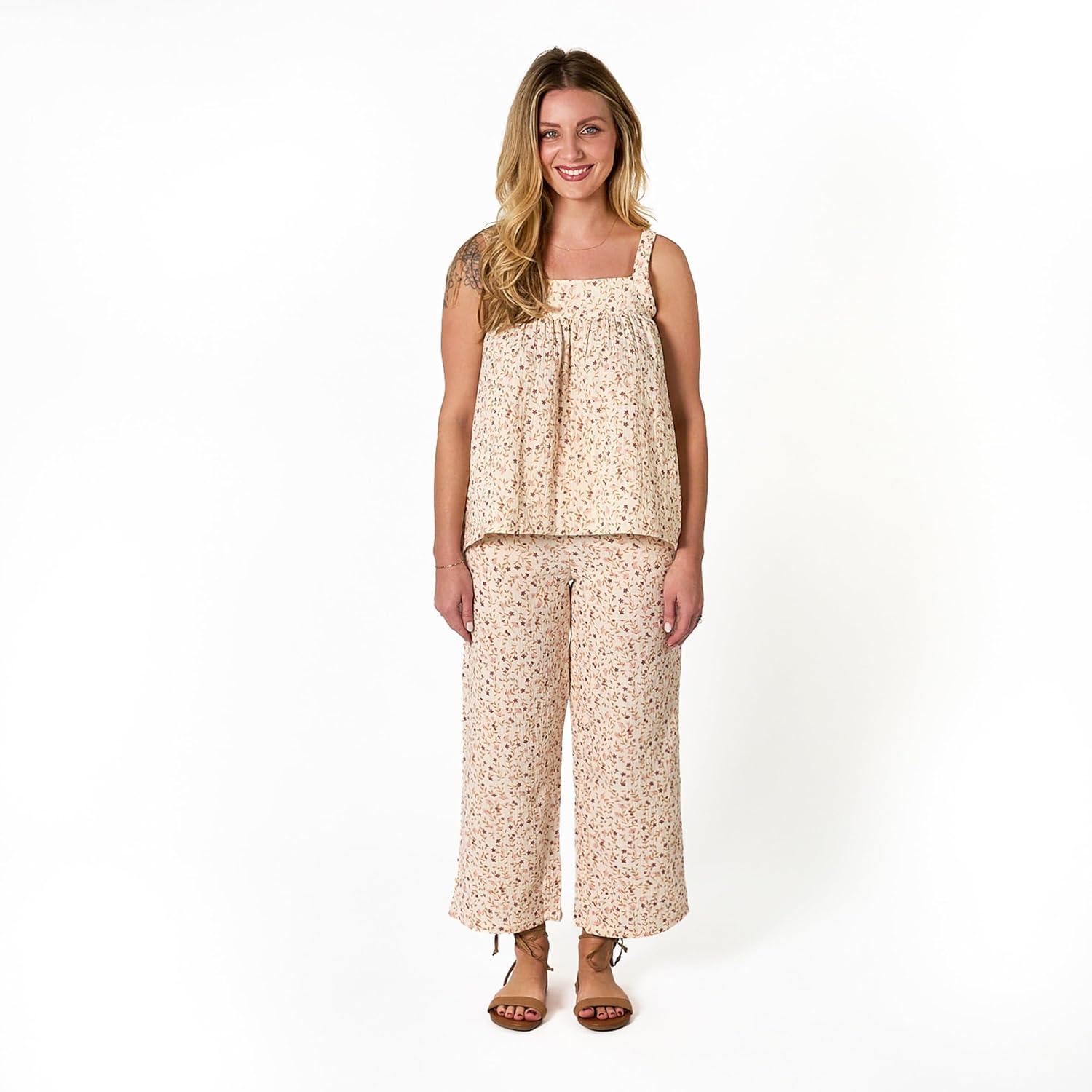 Modern Moments™ by Gerber Mommy & Me Toddler and Adult 2-Piece Top and Cropped Pants Set, Beige Vine Floral, X-Large