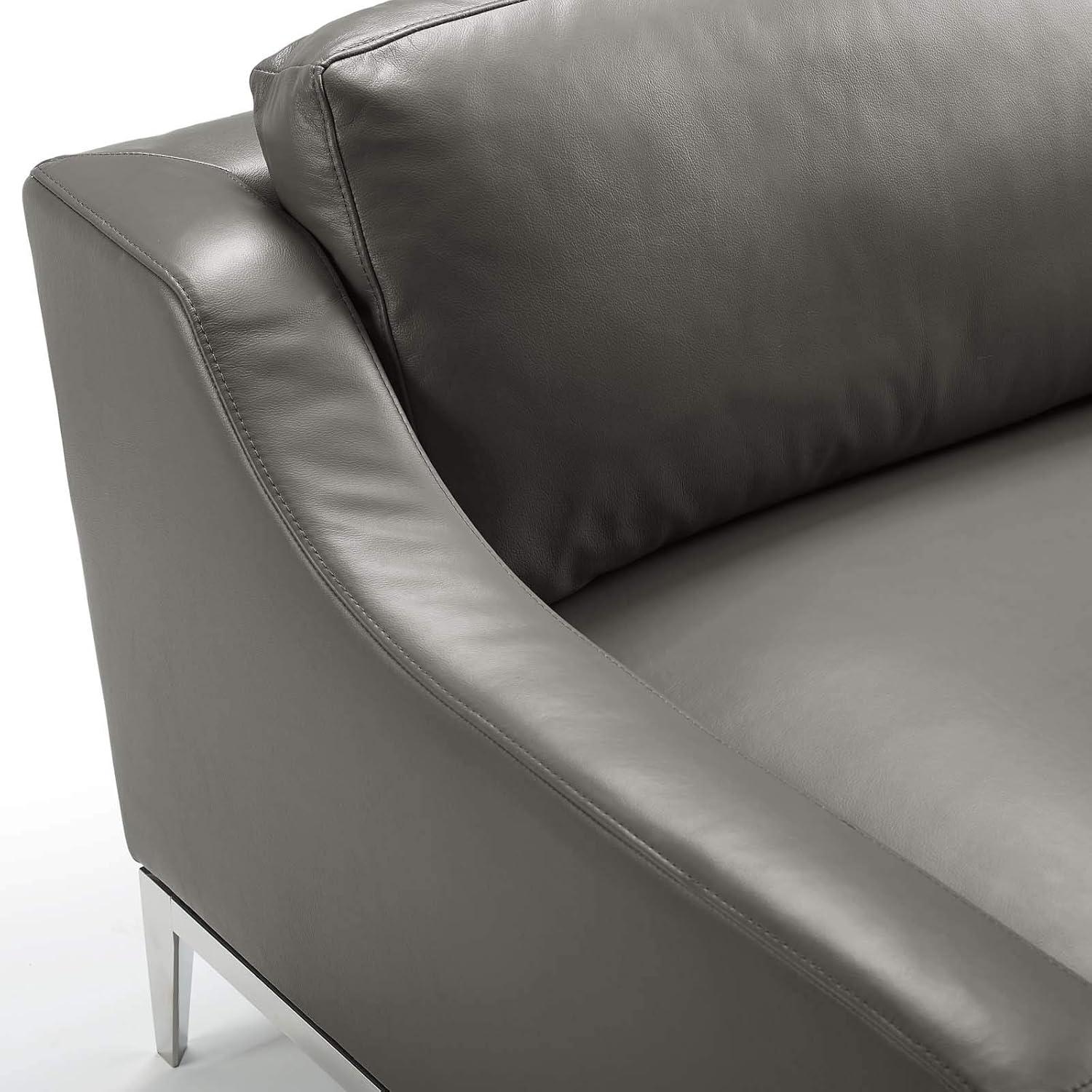 Modway Strick & Bolton Hollebon Stainless Steel/ Leather Loveseat by Modway