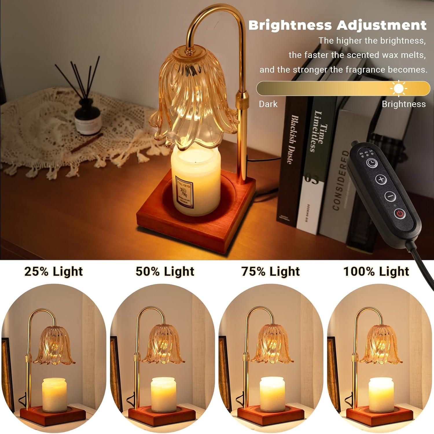 Candle Warmer Lamp with Timer Dimmable, Birthday Gifts for Women Mom, House Warming Gifts New Home Decor, Wax Melt Warmer for Jar Candles with 2 Bulbs