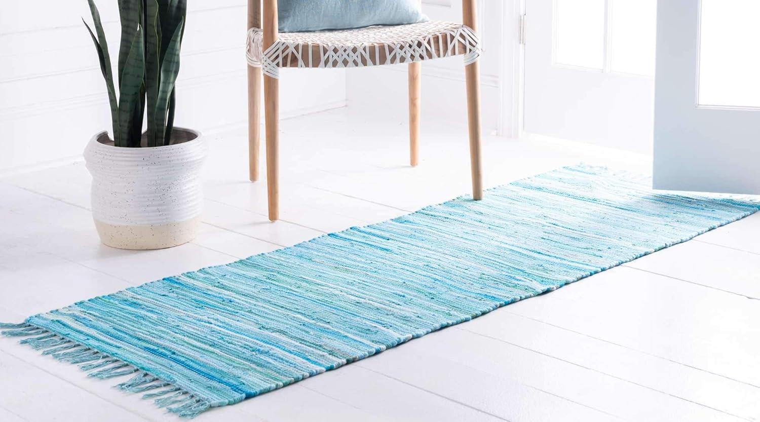 Unique Loom 2' 2 x 6' 7 Striped Chindi Cotton Runner Rug