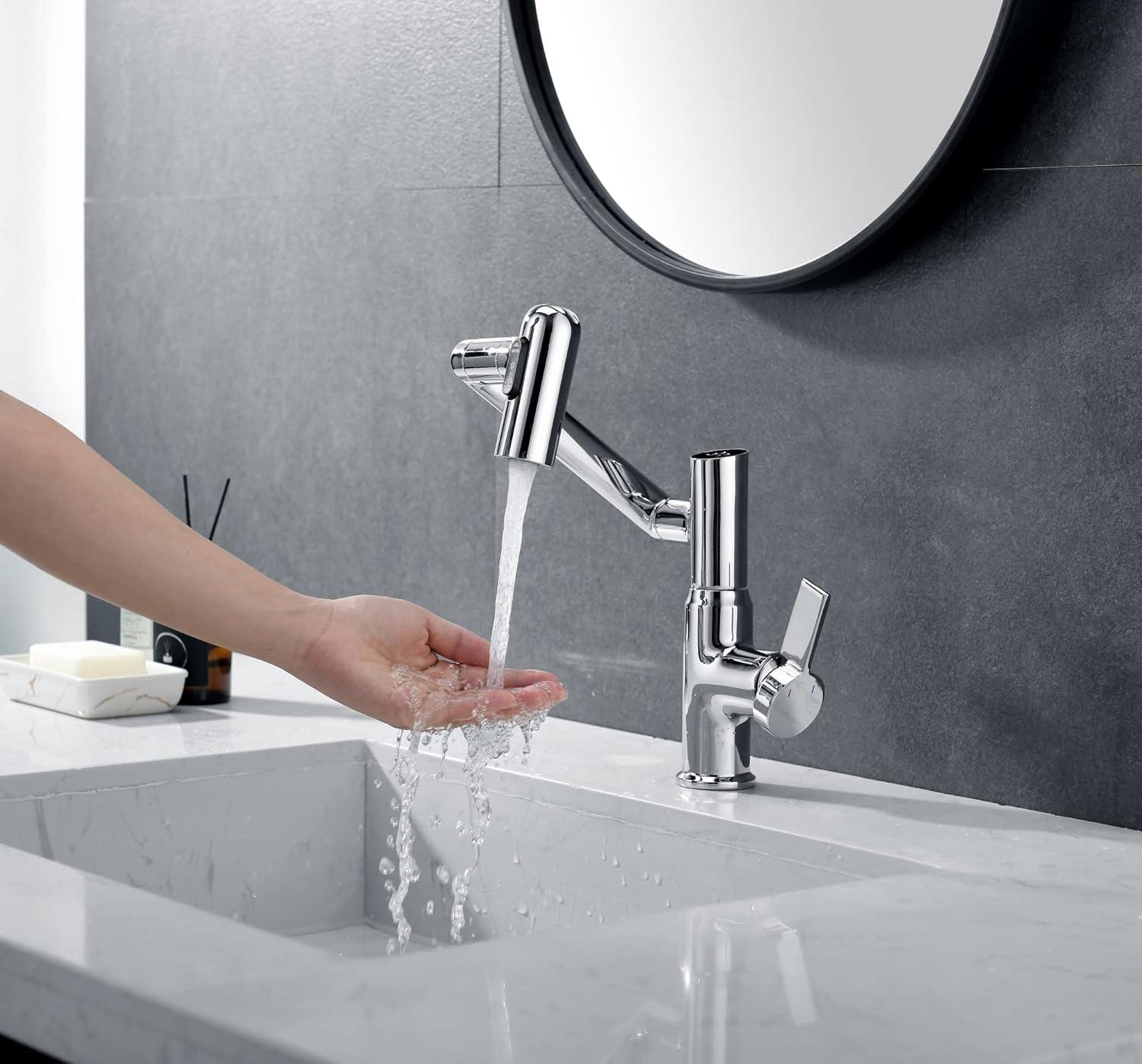 Lefton Rotatable Single Hole Bathroom Faucet with Temperature Display BF2204