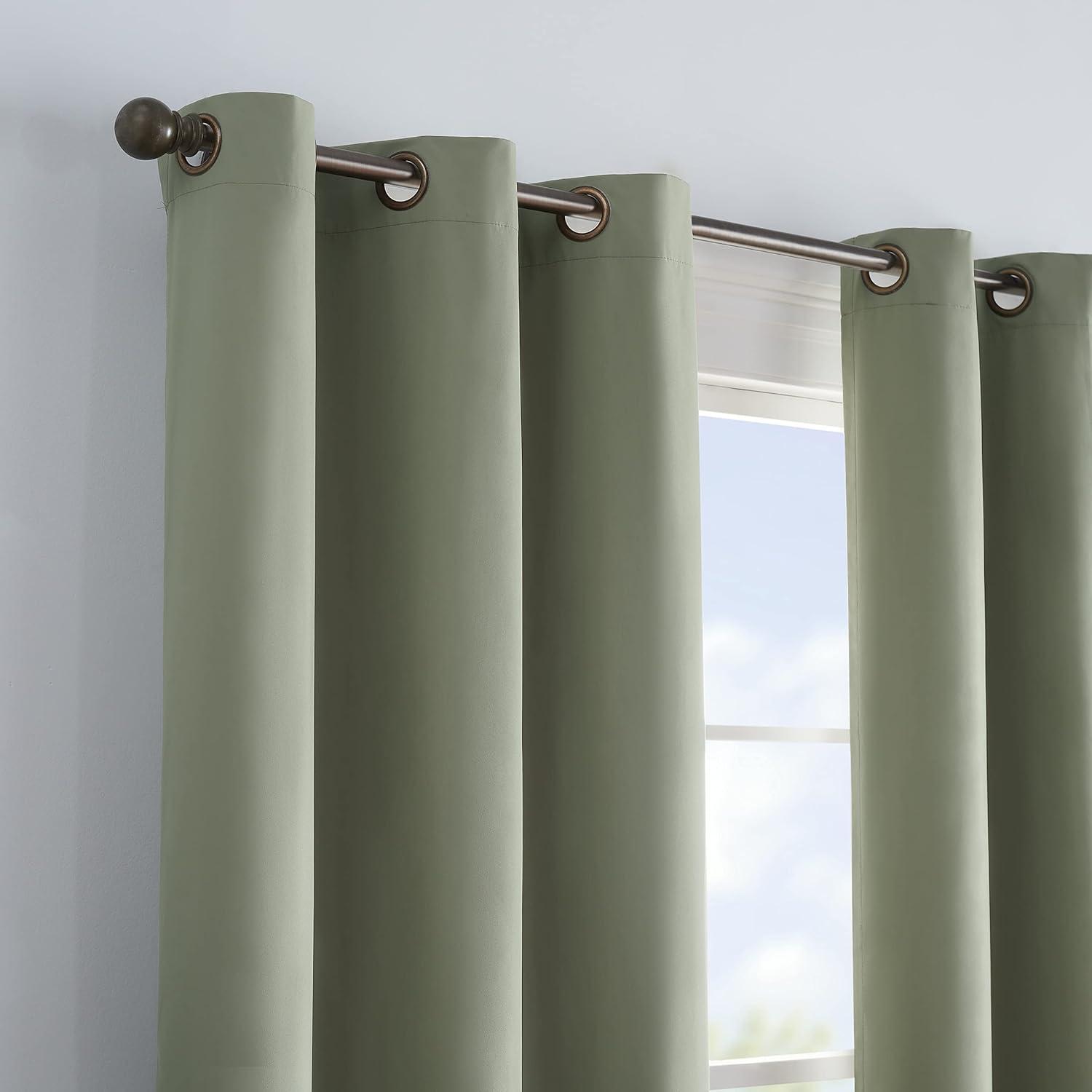 Microfiber Blackout Grommet Curtains, Solid Thermaback Window Curtains