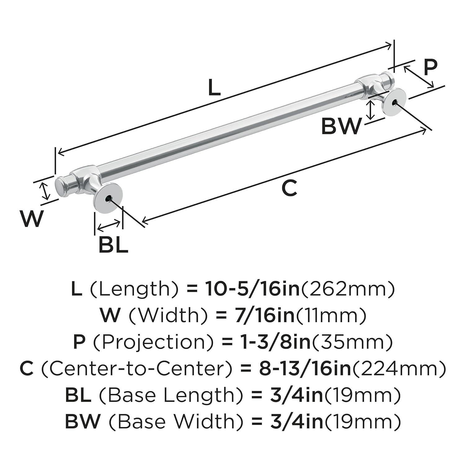 Amerock Winsome 8-13/16 inch (224mm) Center-to-Center Polished Chrome Cabinet Pull