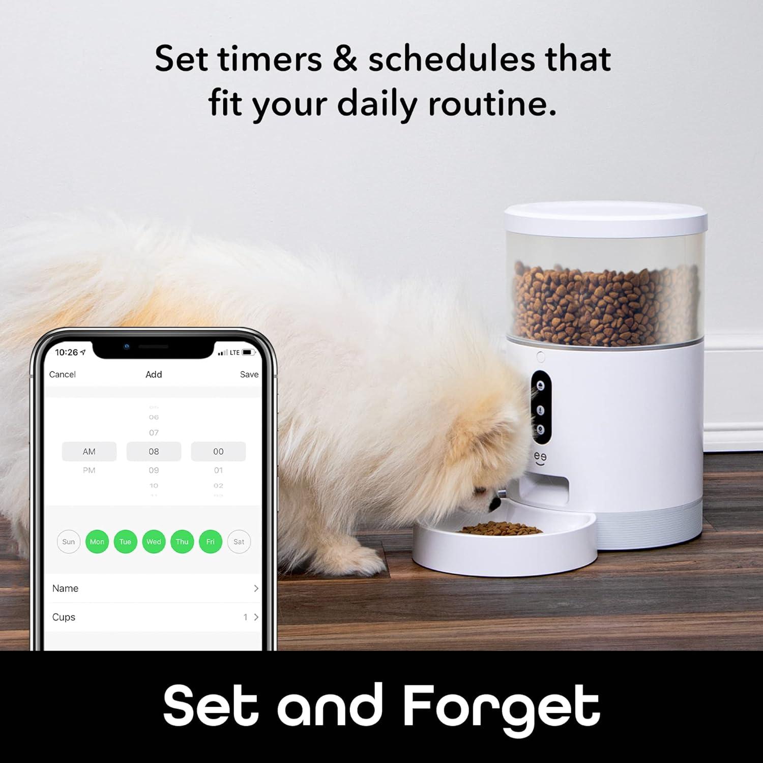 HOM Smart Pet Feeder - Automatic Cat Feeder and Dog Feeder with Portion Control and Programmable Feeding Time (4L)