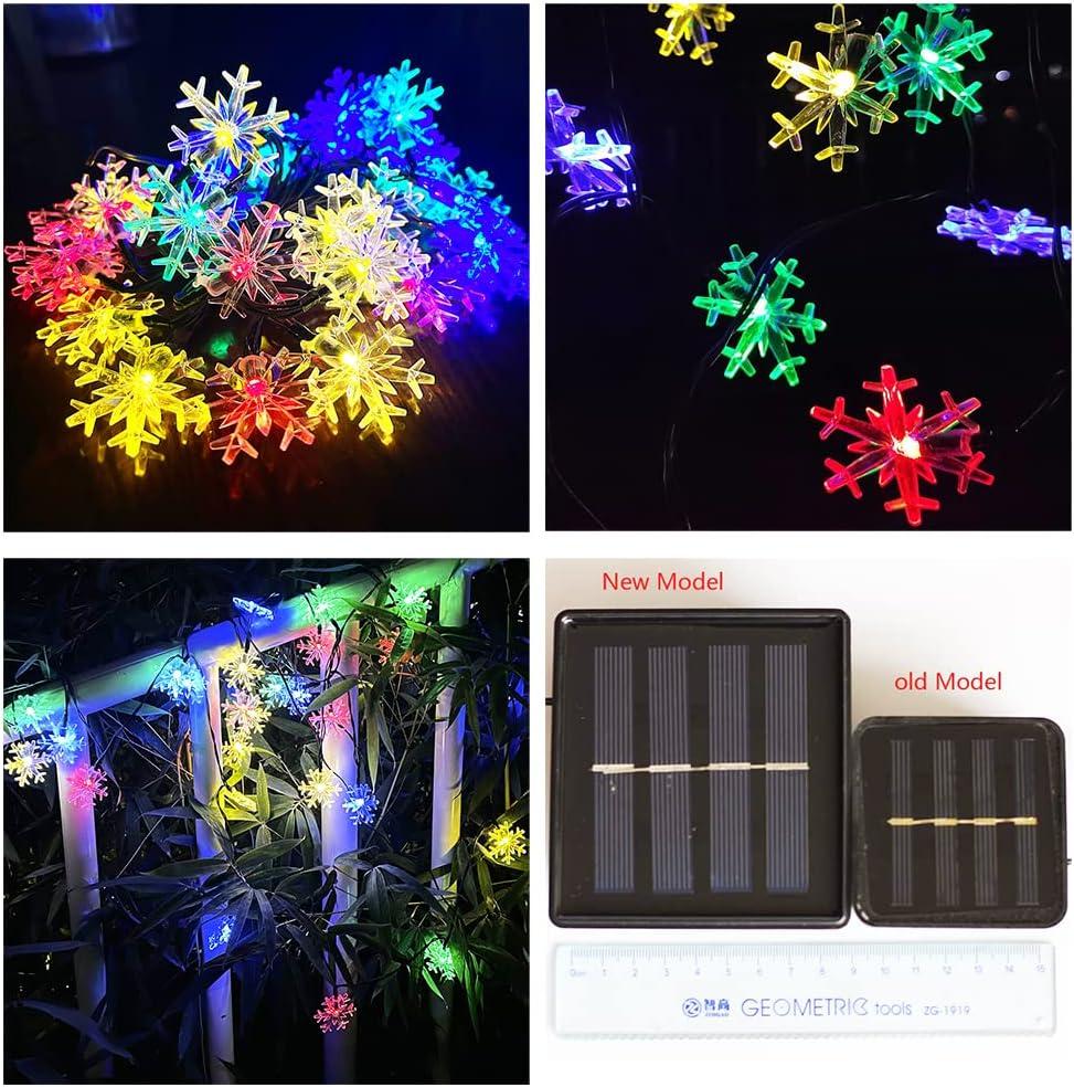 Multicolor Solar Powered LED Snowflake Christmas String Lights