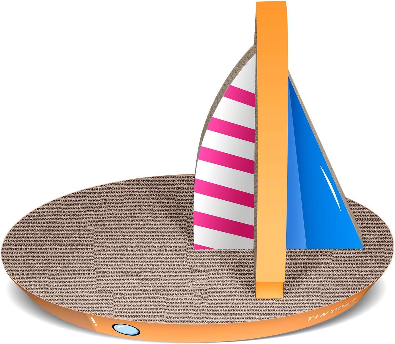 FluffyDream Cat Condo Scratcher Post Cardboard, Sailboat Shape Cat Scratching Lounge Bed