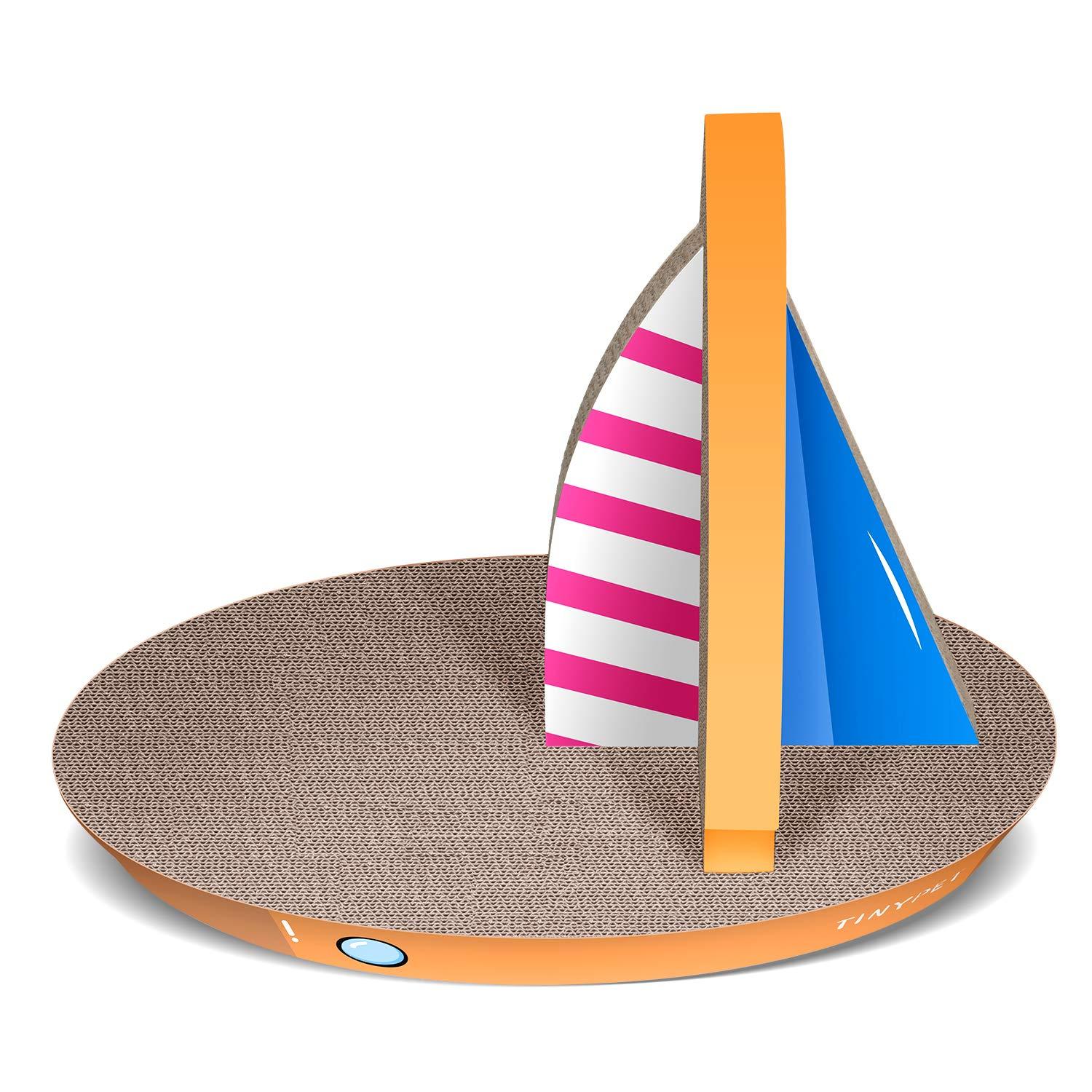 FluffyDream Cat Condo Scratcher Post Cardboard, Sailboat Shape Cat Scratching Lounge Bed