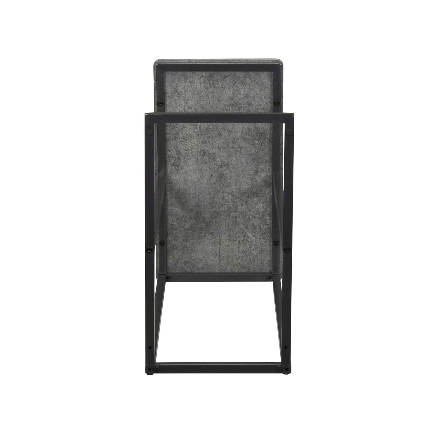 Household Essentials Jamestown C-Shaped End Table Slate Gray: Iron Frame, Particle Board Top, Assembly Required