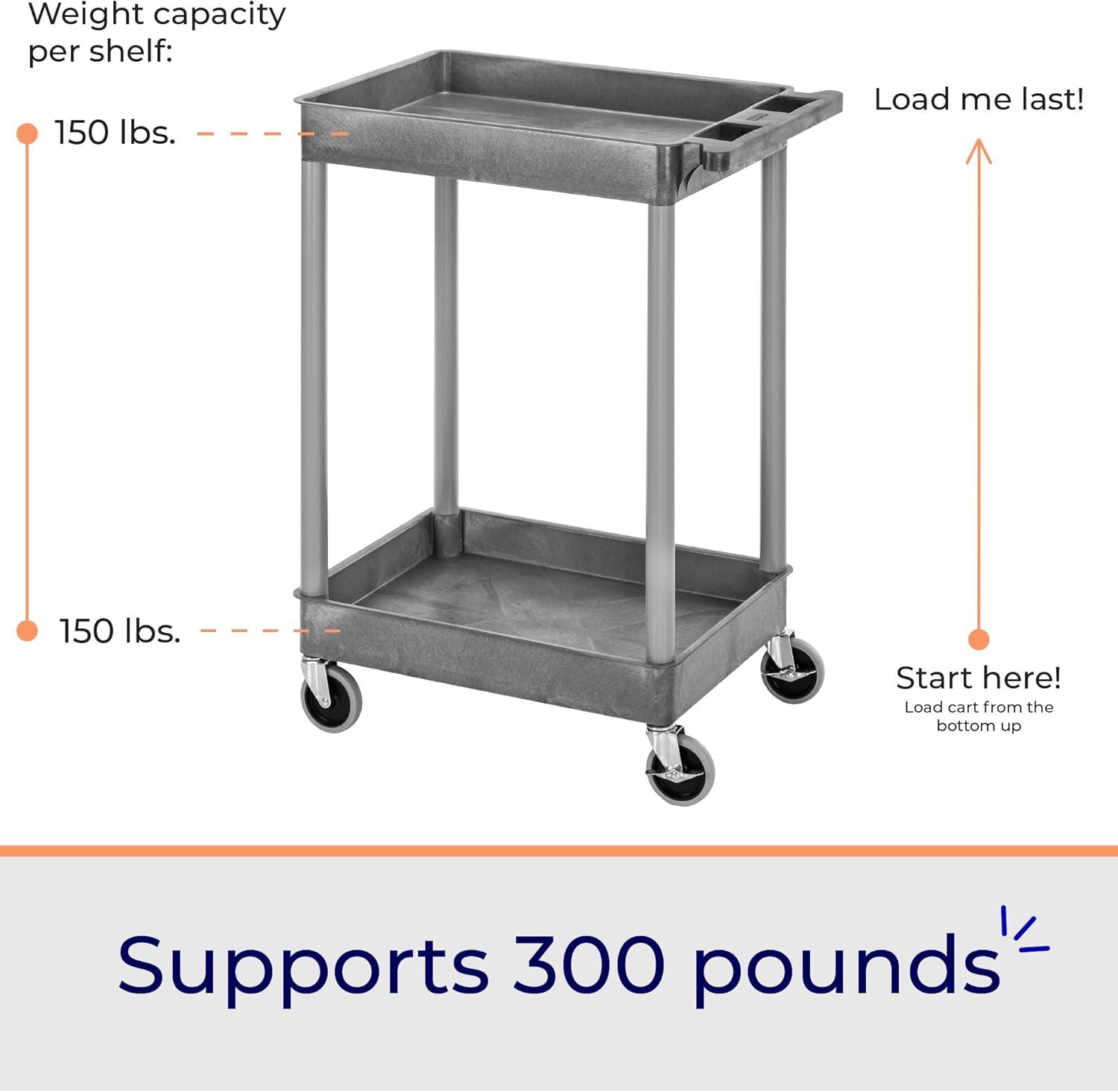 Stand Steady 18" x 24" Tubstr Two Shelf Tub Utility Cart - Gray