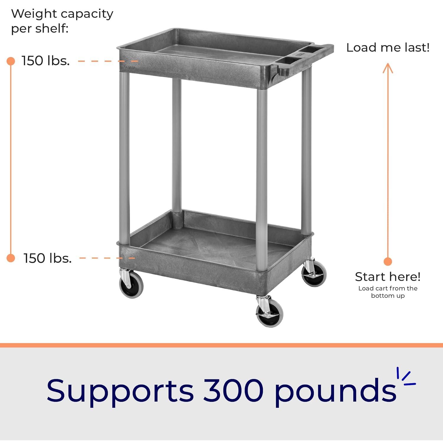Stand Steady 18" x 24" Tubstr Two Shelf Tub Utility Cart - Gray