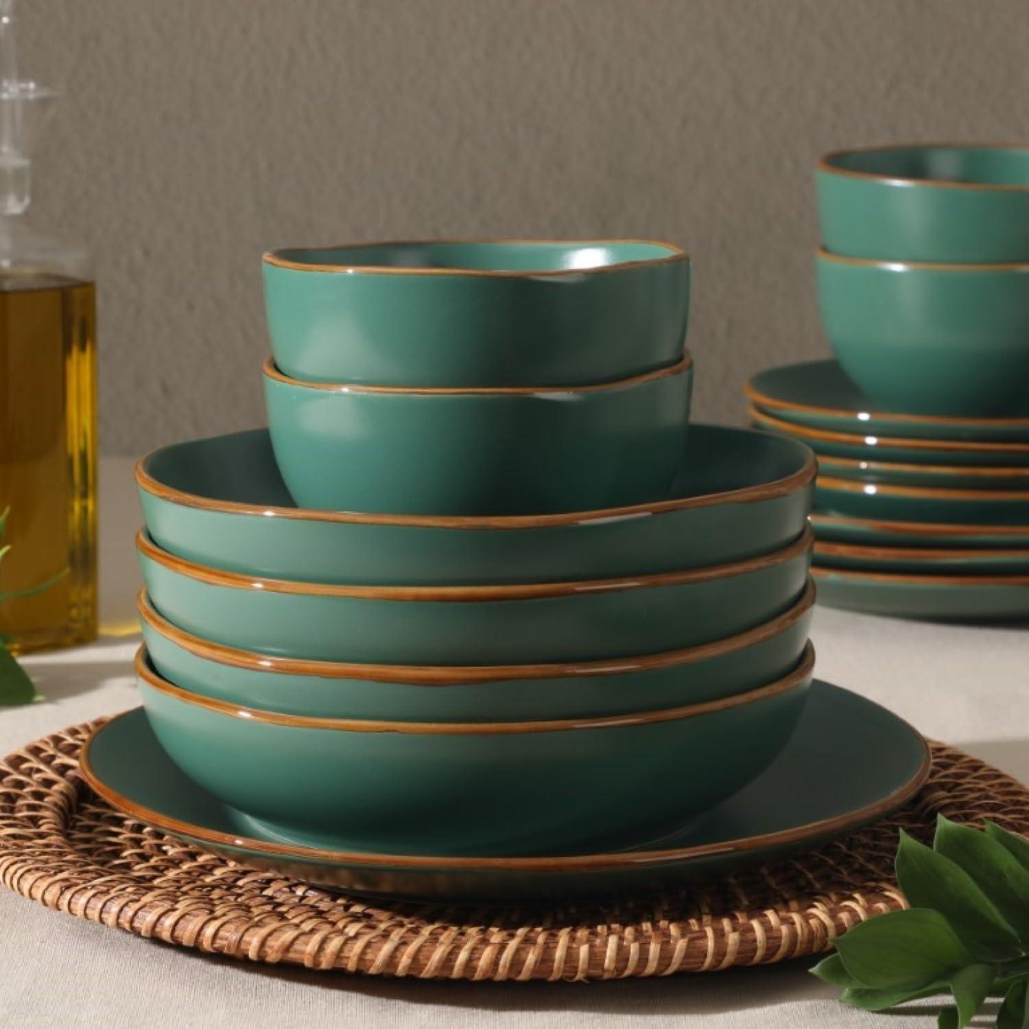 Gibson Home Gibson Home Hazeltine 16 Piece Plates and Bowls Dishes Stoneware Dinnerware Set