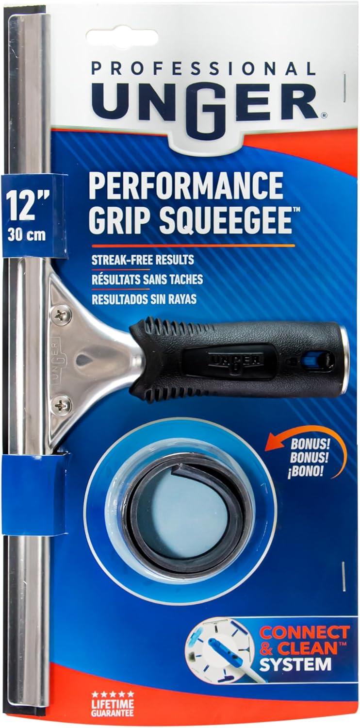 12-inch Stainless Steel and Plastic Window Squeegee with Rubber Blade