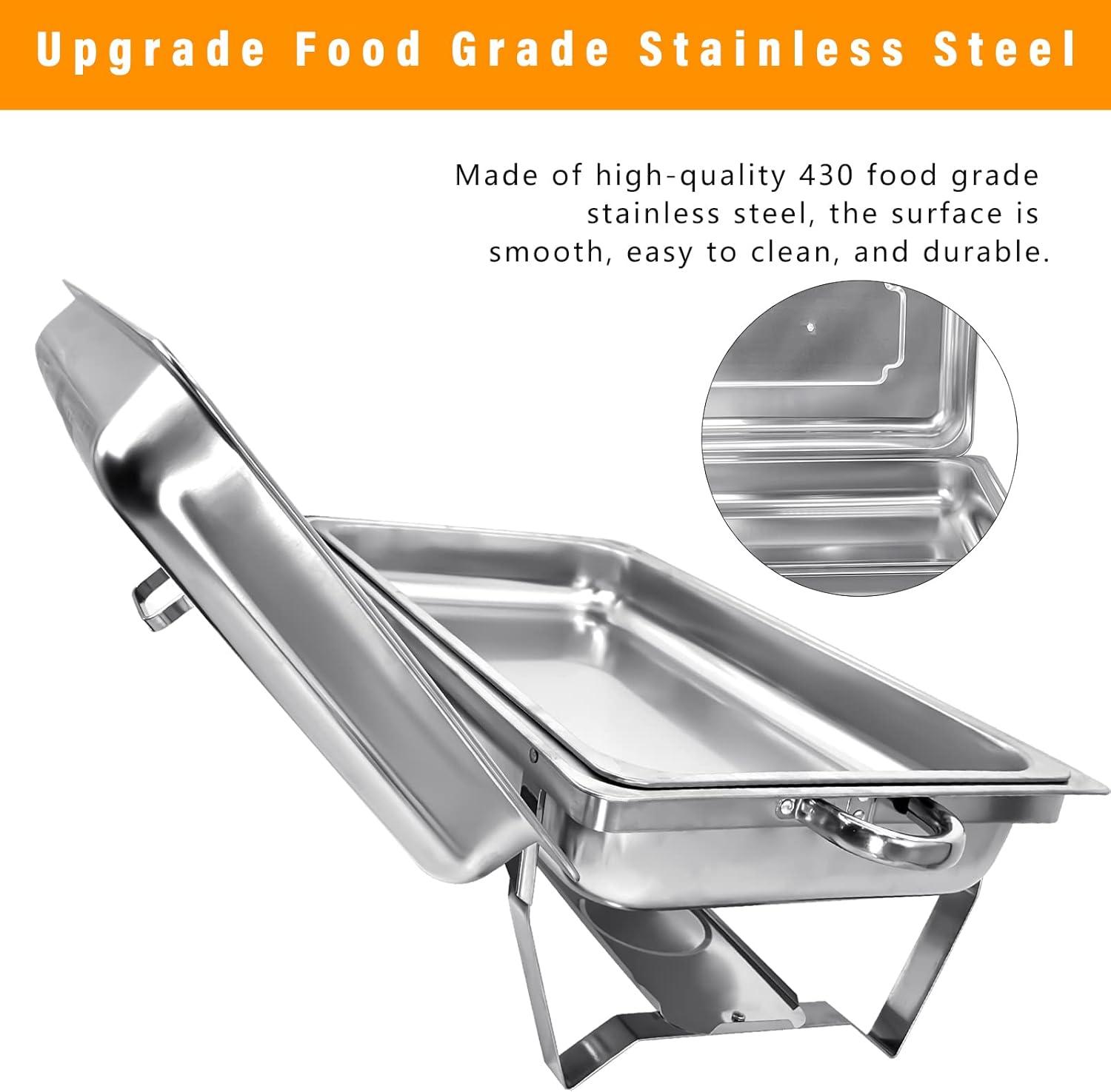 The Party Aisle™ Chafing Dishes For Buffet 4 Pack, 8 Qt Stainless Steel Chafers And Buffet Warmers Sets With Lid, Rectangle Serving Food Warmer Catering Supplies Buffet Display For Parties