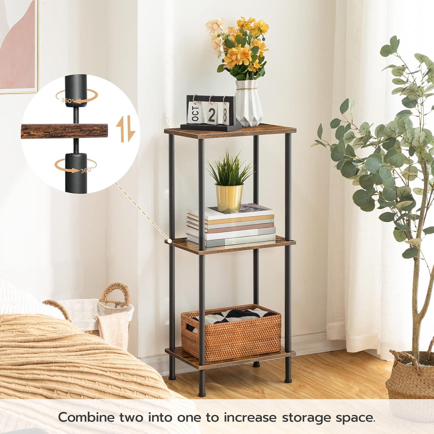 HOOBRO End Tables Set of 2, Small Side Table, Nightstand with 2-Layer Storage Shelves, Sofa Table for Small Spaces, Living Room, Bedroom, Stable Frame, Easy Assembly, Rustic Brown BF09BZP201