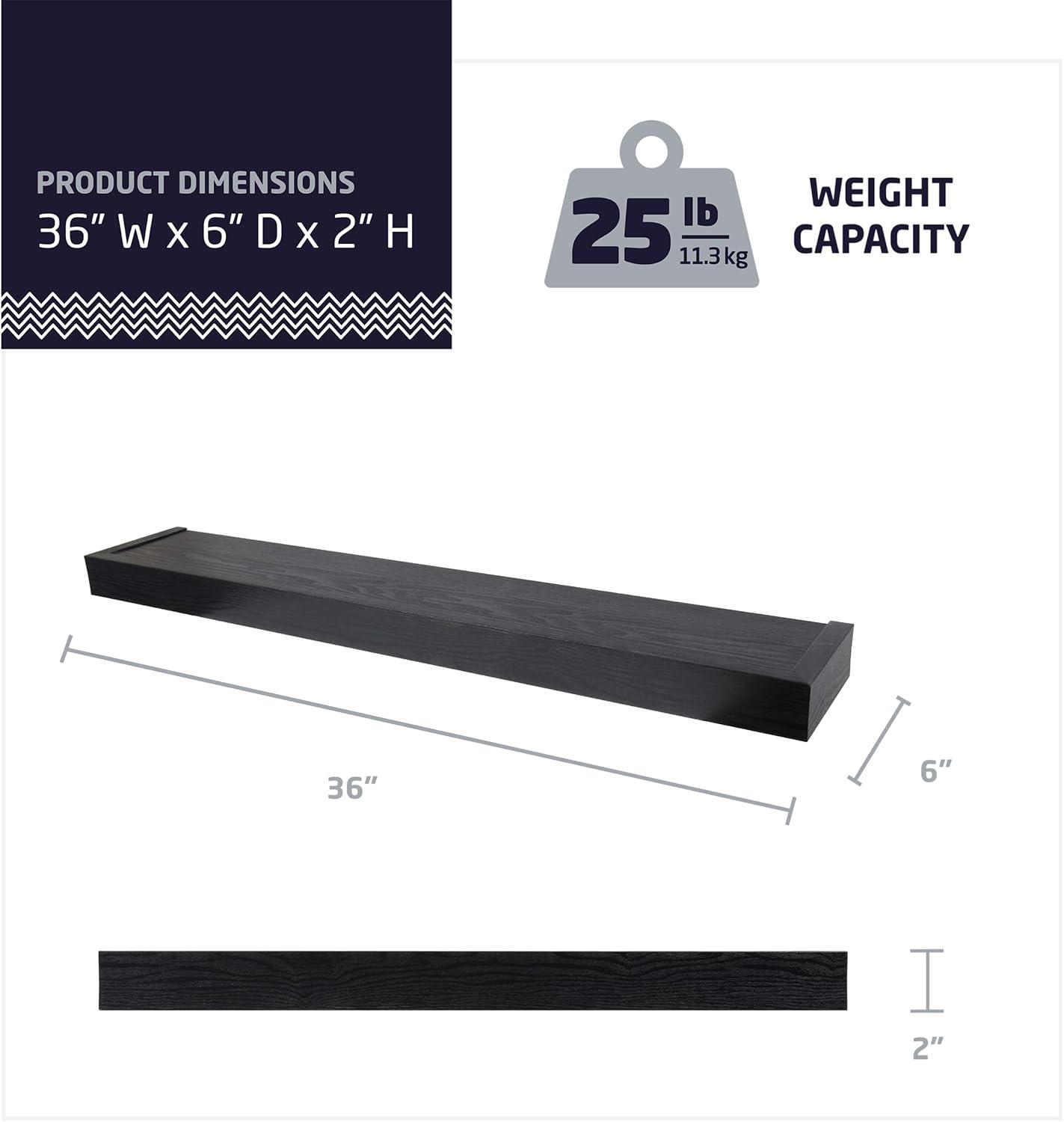 Black Modern Floating Wall Shelf 18"