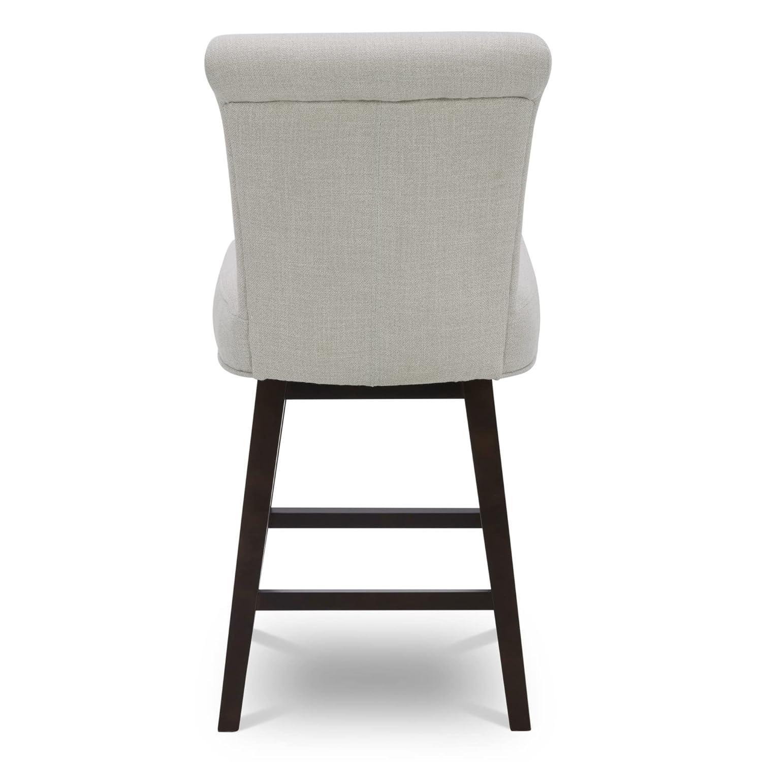 CHITA 26 Inch Counter Height Swivel Bar Stools Set of 2, FSC Certified Modern Upholstered Swivel Barstool Chairs with Back, Fabric in Linen