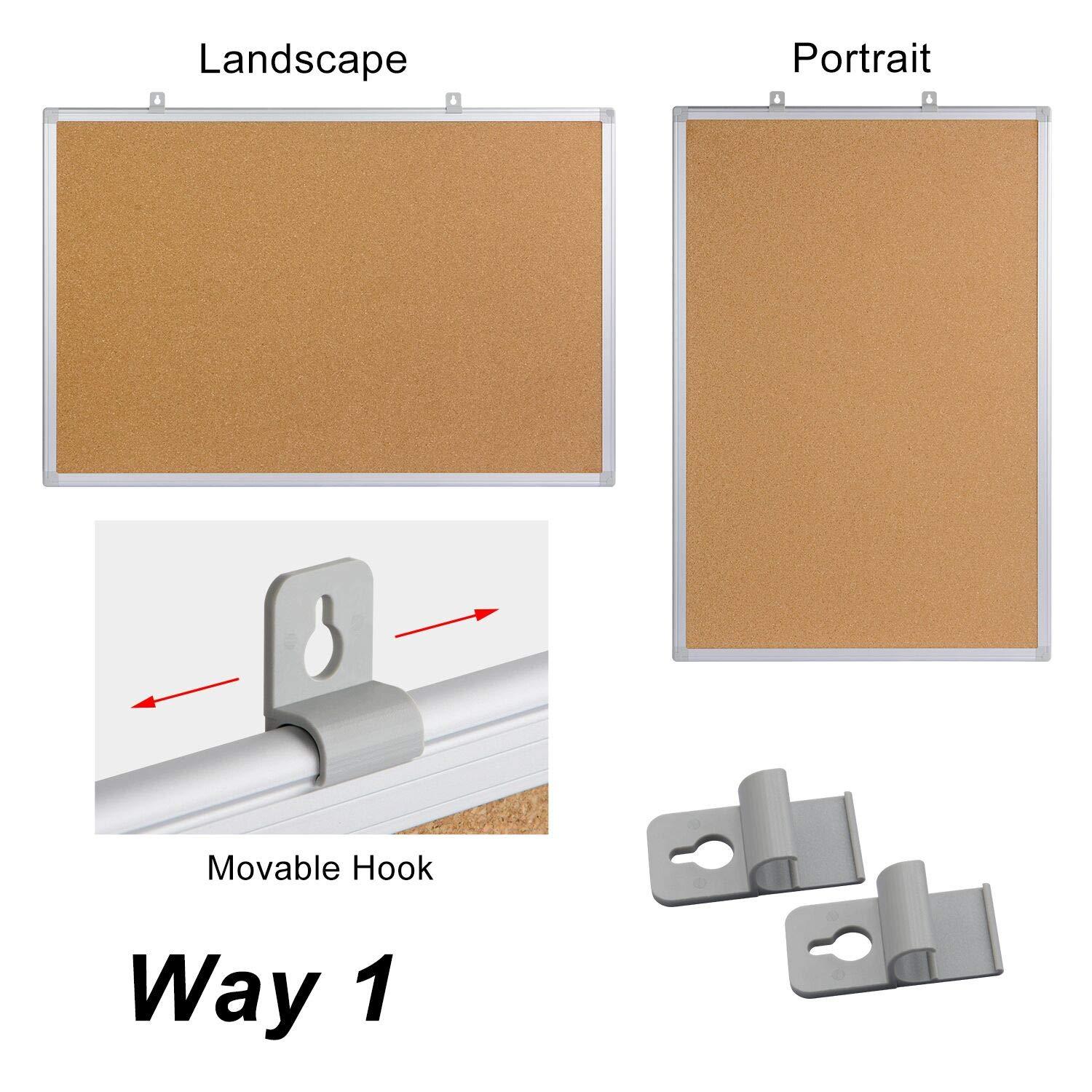 Board2by Cork Board Bulletin Board 20 x 30 Inches, Silver Aluminium Framed Corkboard, Office Board for Wall Cork, Large Wall Mounted Notice Pin Board