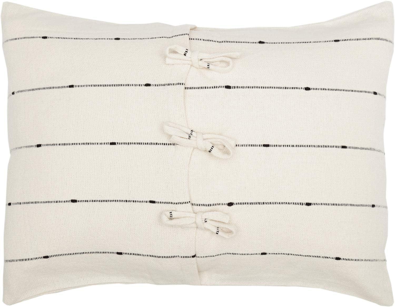 Piper Classics Farmcloth Stripe Standard Pillow Sham, 21" x 27", Natural Cream Woven w/ Black, Cotton