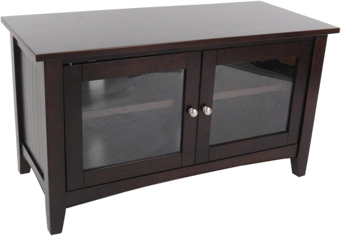 Transitional Shaker Cottage 36" Espresso TV Stand with Glass Cabinet