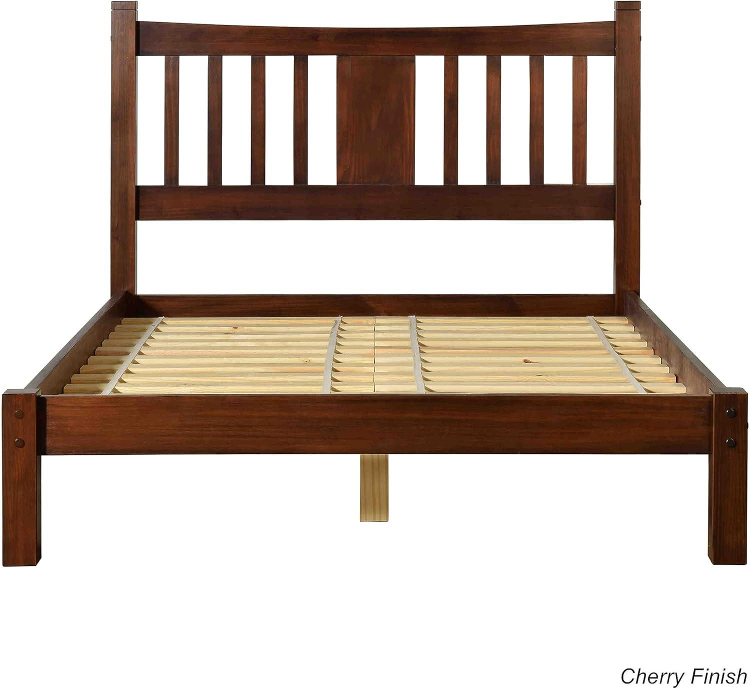 Cherry Pine King Size Shaker Wood Slat Bed with Drawer