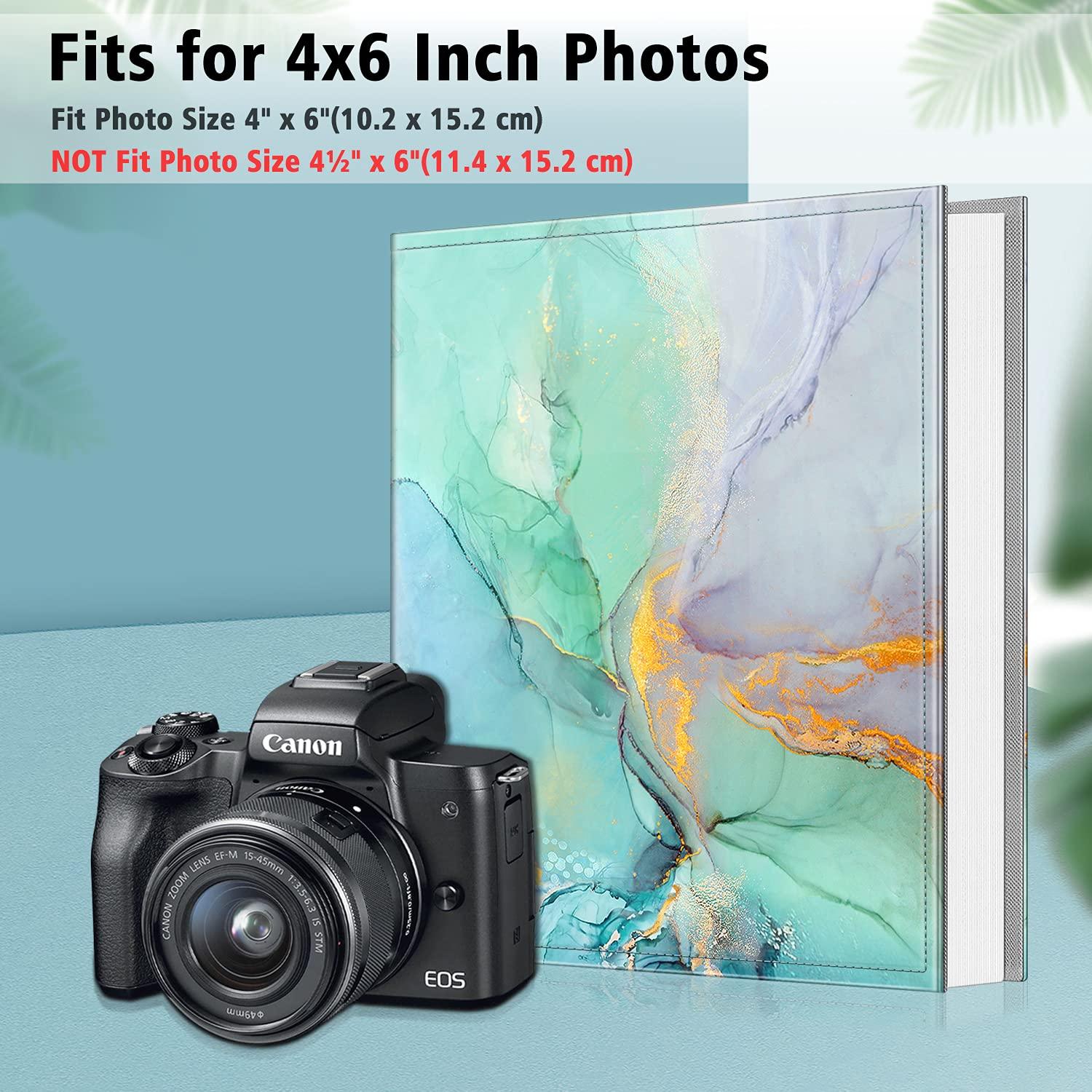 Fintie Classical Photo Album - 600 Pockets for 4x6 Photos, Ideal for Family, Wedding, Baby, Vacation - Emerald Marble