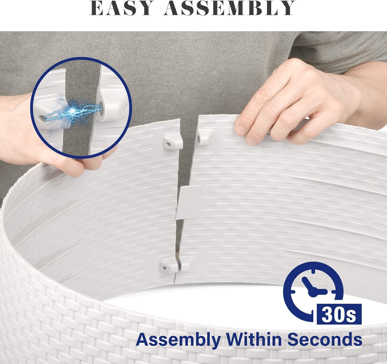 Tree Nest Wicker Christmas Tree Skirt Tree Collar (White, Medium) -Re-boxed