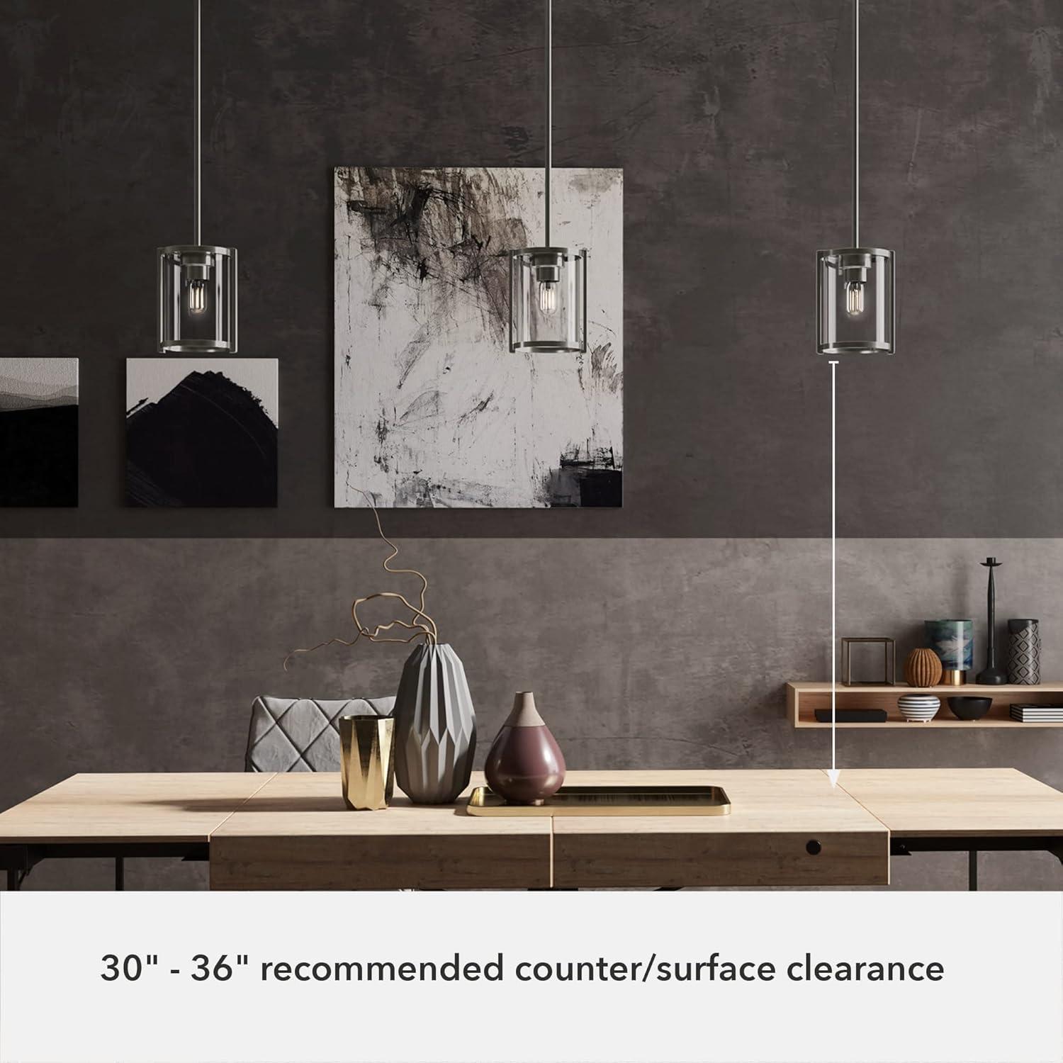 Astwood Clear Glass Mini Pendant Ceiling Light Fixture Matte Black - Hunter Fan: UL Listed, Adjustable Height
